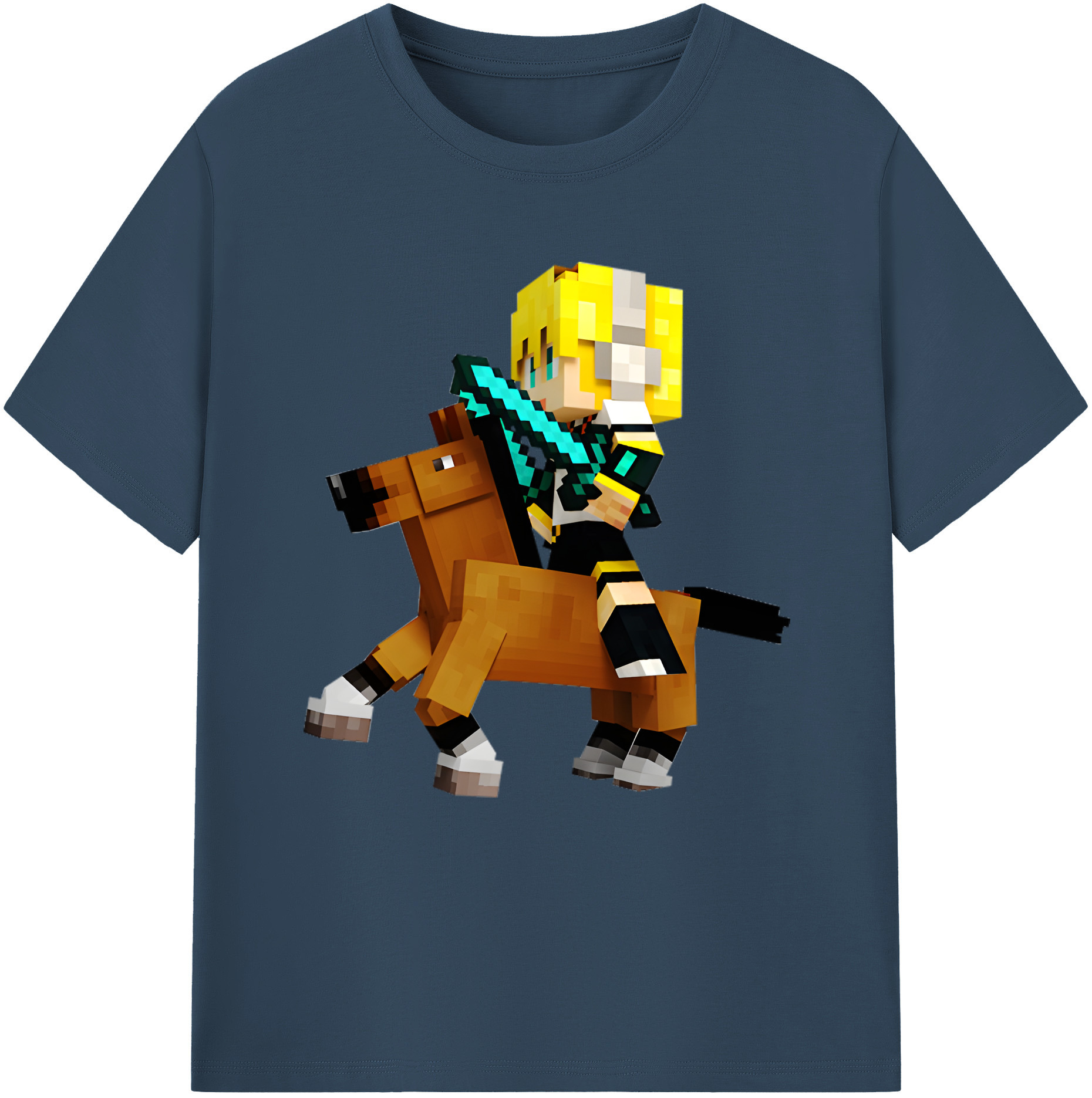 （画像用） マインクラフト ブロックの世界 Minecraft MC Block world レディースカジュアルプリントTシャツ（綿100％）