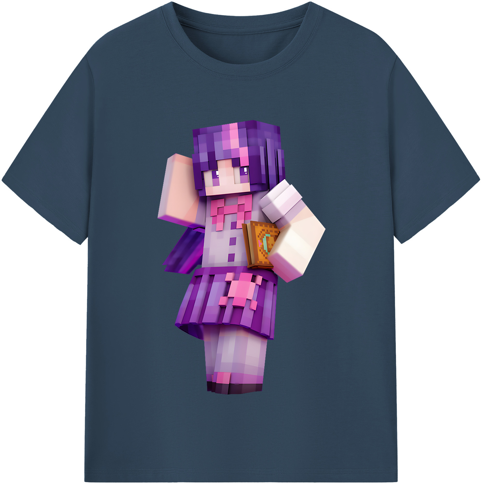 （画像用） マインクラフト ブロックの世界 Minecraft MC Block world レディースカジュアルプリントTシャツ（綿100％）