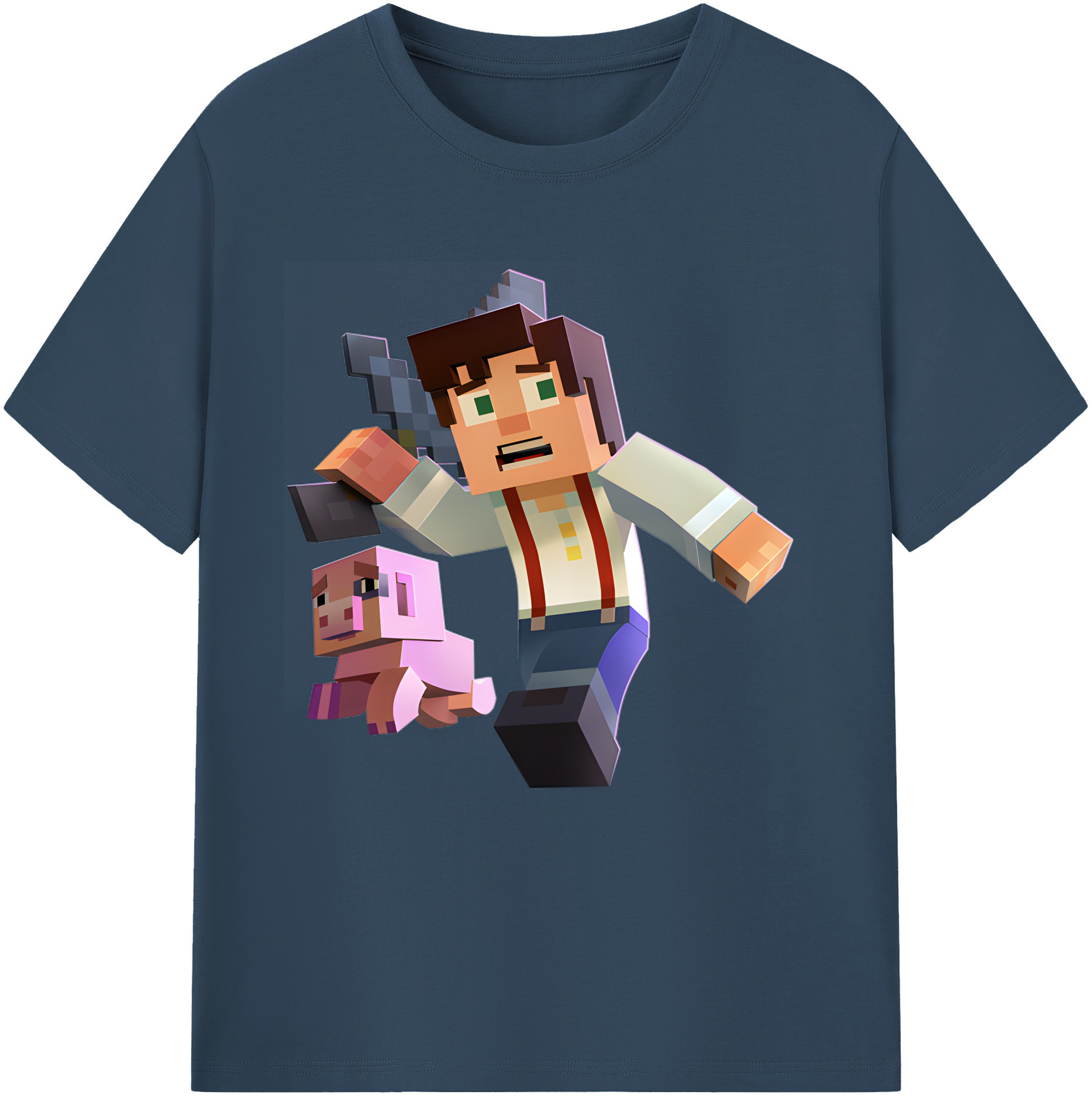 （画像用） マインクラフト ブロックの世界 Minecraft MC Block world レディースカジュアルプリントTシャツ（綿100％）