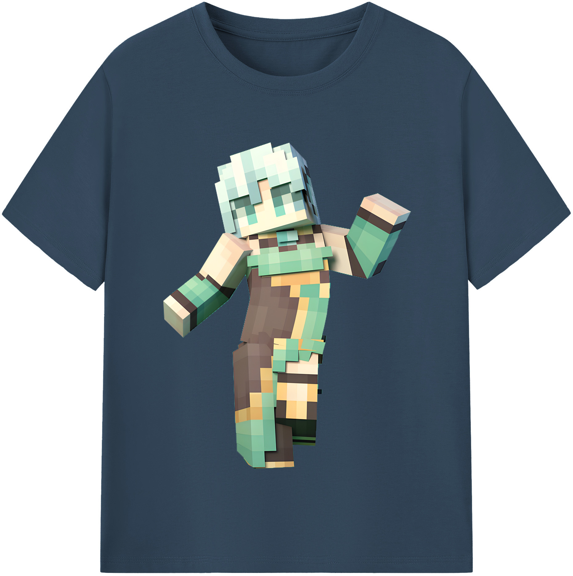 （画像用） マインクラフト ブロックの世界 Minecraft MC Block world レディースカジュアルプリントTシャツ（綿100％）