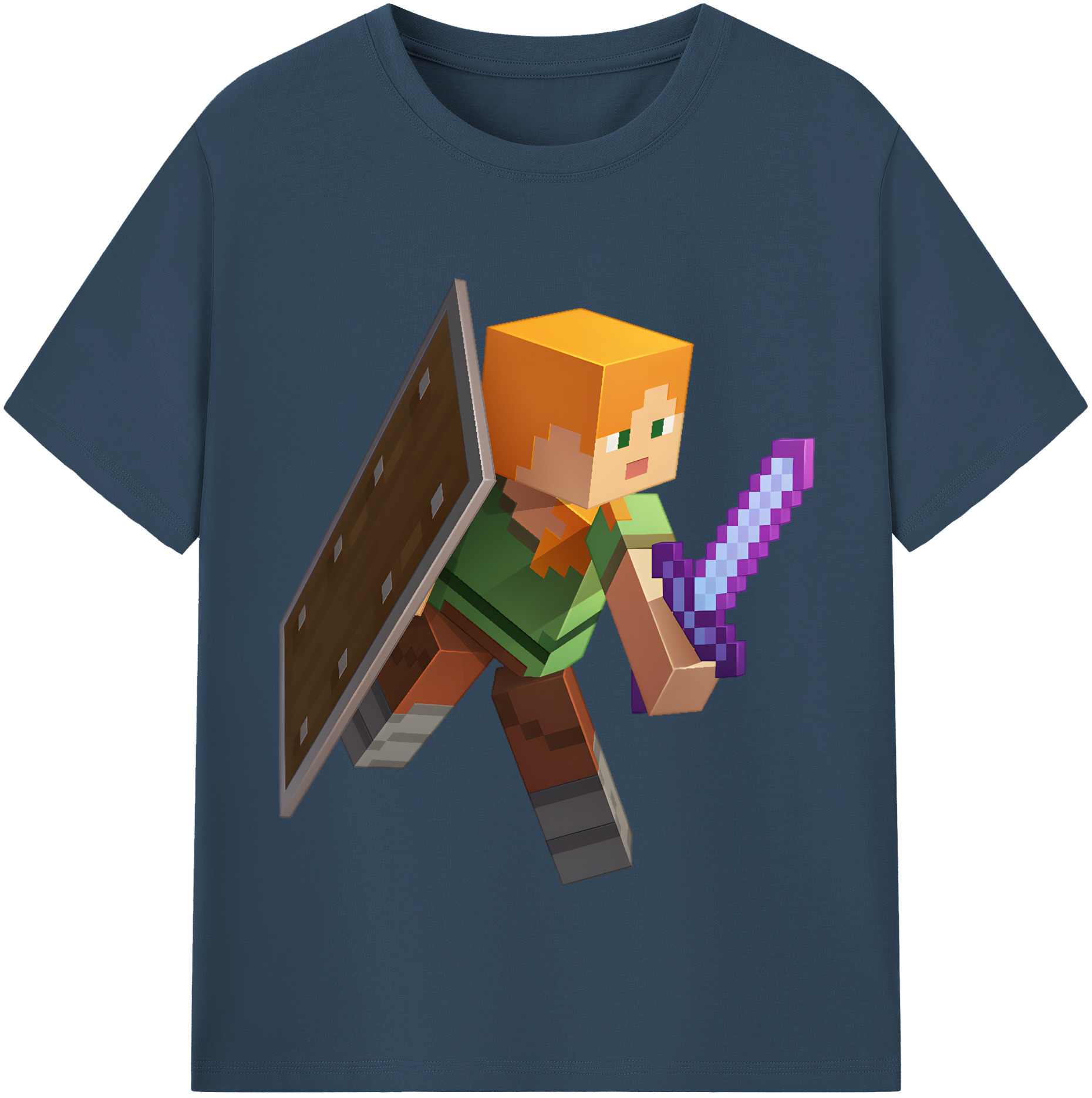 （画像用） マインクラフト ブロックの世界 Minecraft MC Block world レディースカジュアルプリントTシャツ（綿100％）