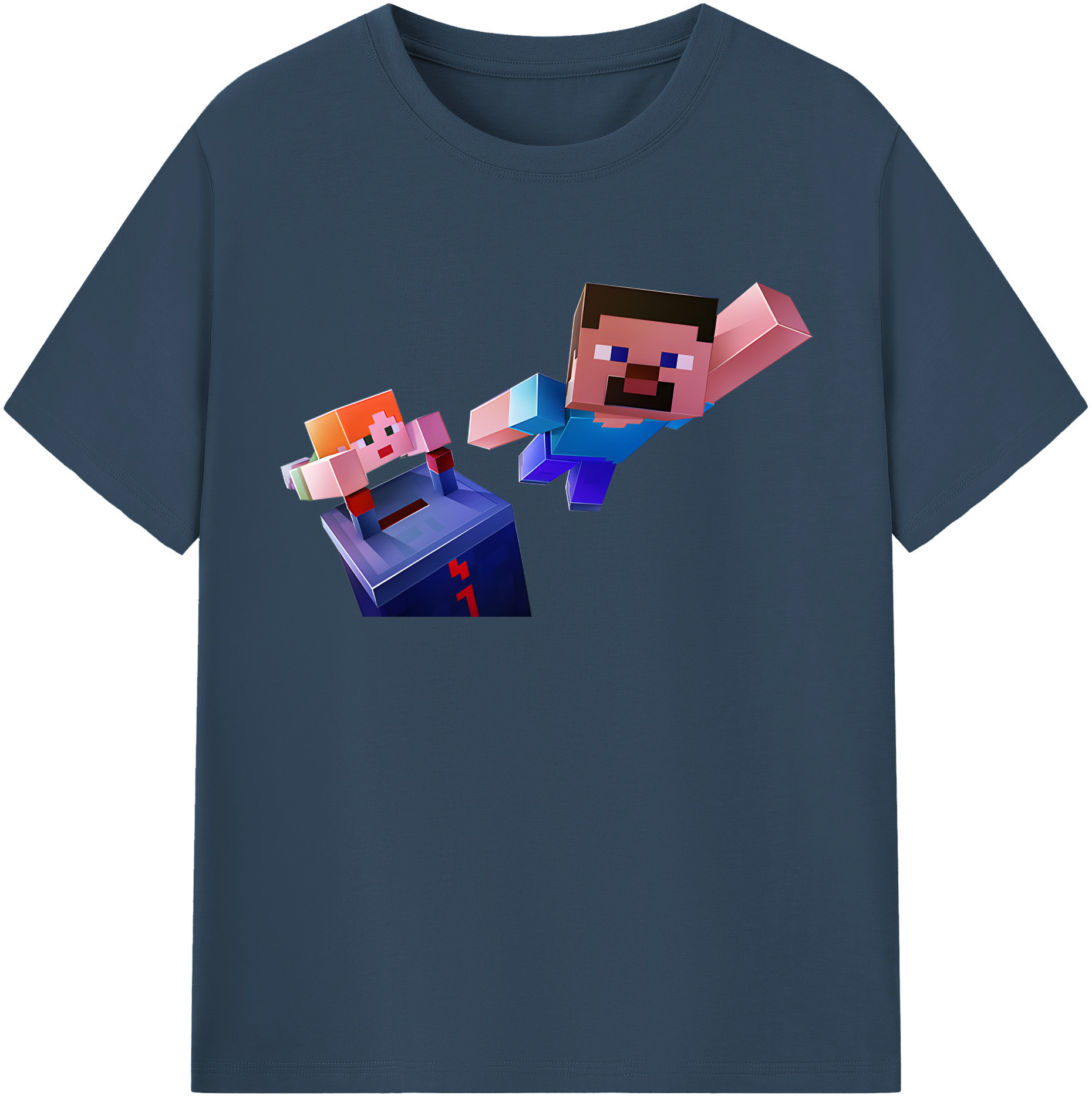 （画像用） マインクラフト ブロックの世界 Minecraft MC Block world レディースカジュアルプリントTシャツ（綿100％）