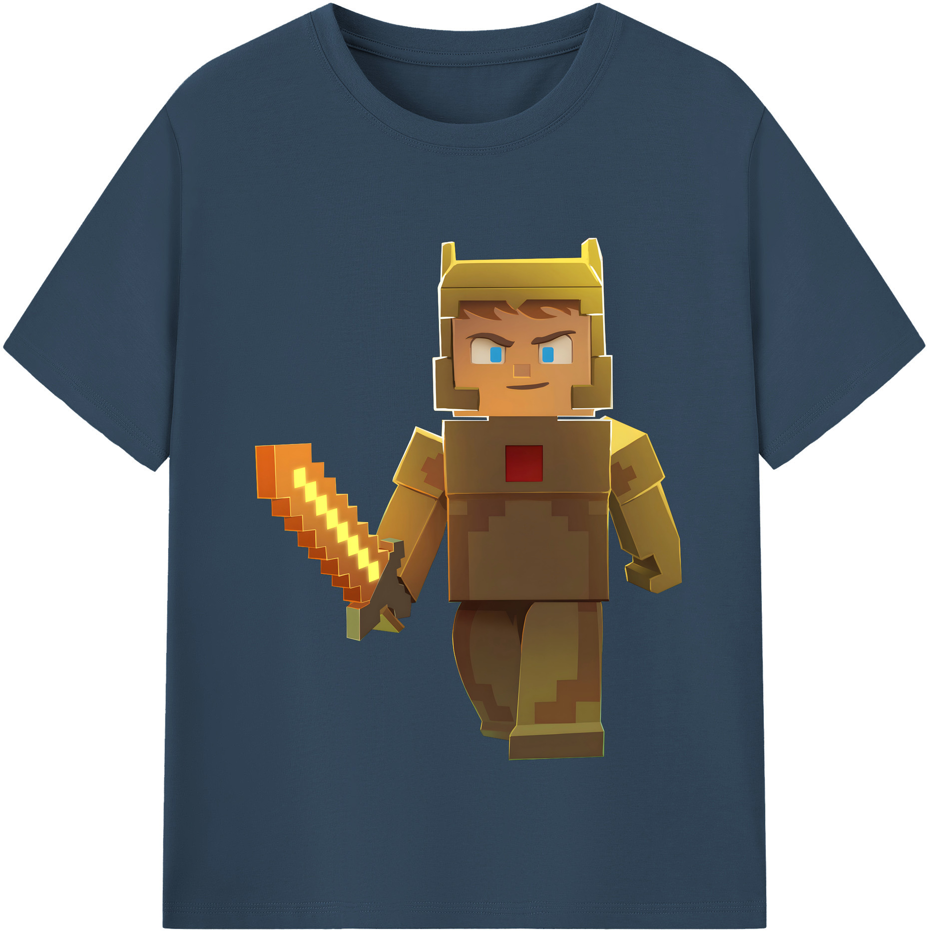 （画像用） マインクラフト ブロックの世界 Minecraft MC Block world レディースカジュアルプリントTシャツ（綿100％）