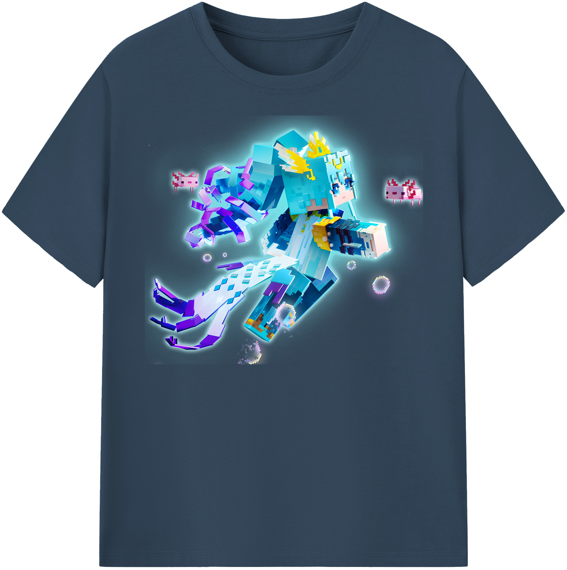 （画像用） マインクラフト ブロックの世界 Minecraft MC Block world レディースカジュアルプリントTシャツ（綿100％）