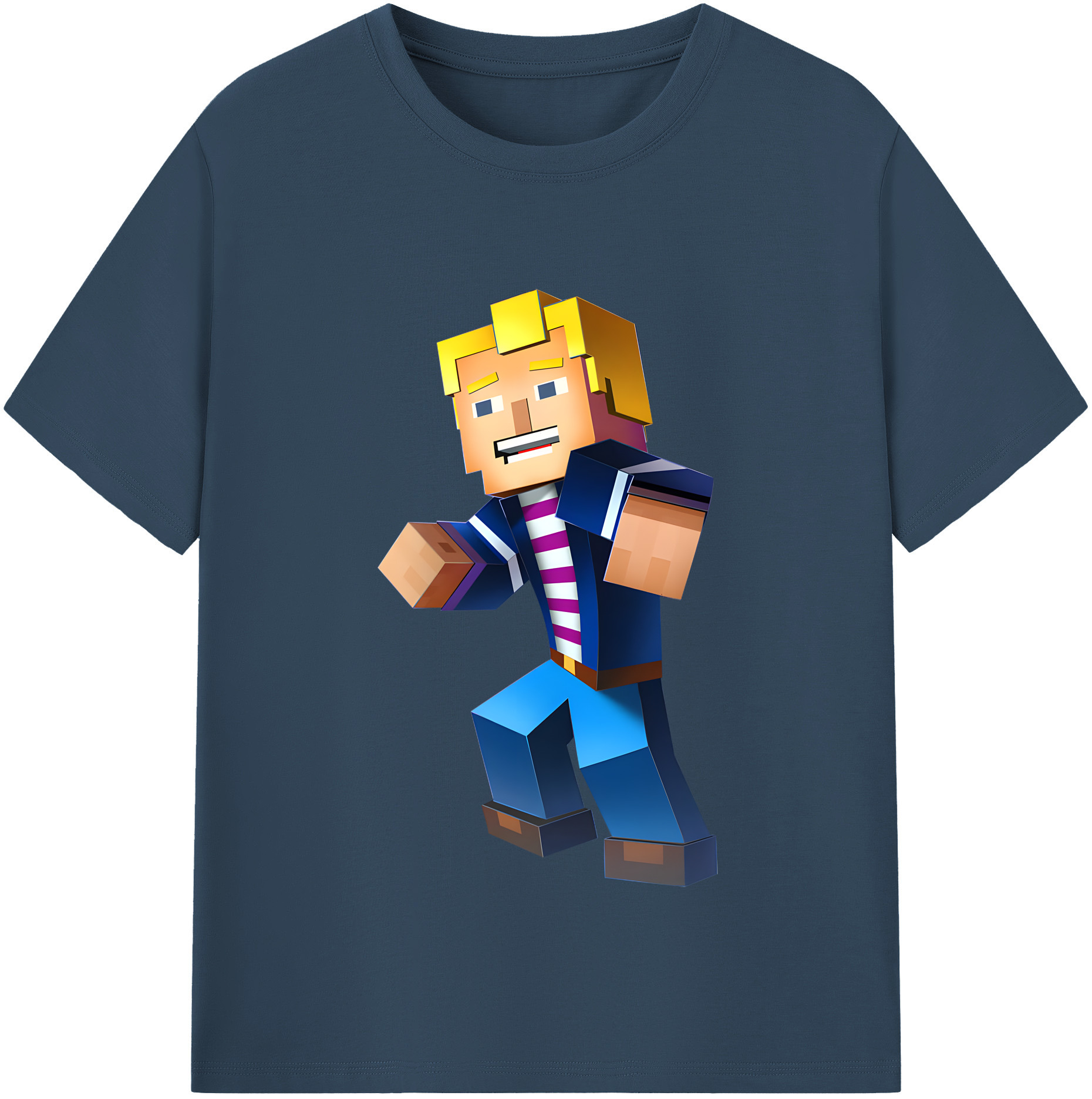 （画像用） マインクラフト ブロックの世界 Minecraft MC Block world レディースカジュアルプリントTシャツ（綿100％）