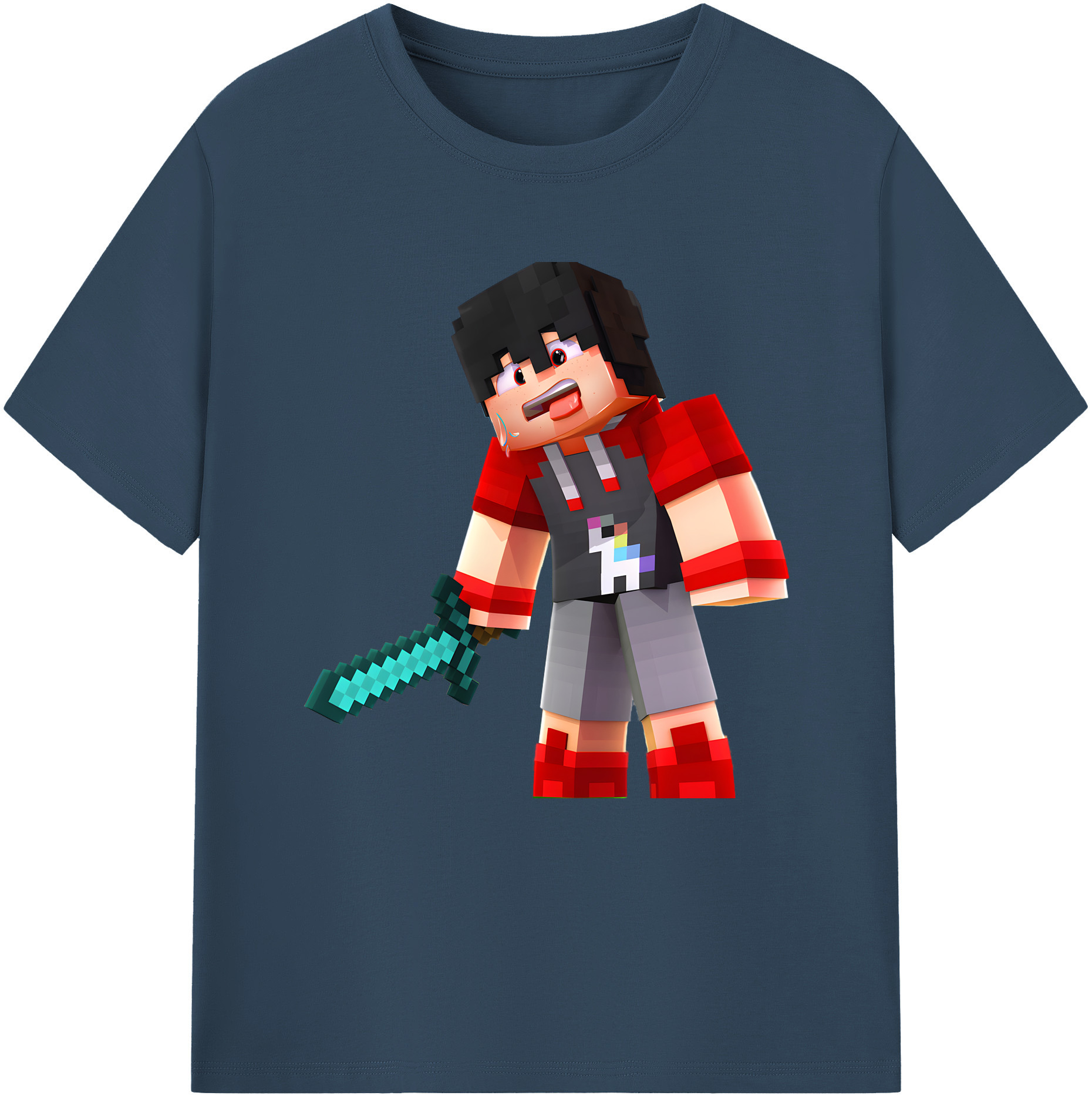 （画像用） マインクラフト ブロックの世界 Minecraft MC Block world レディースカジュアルプリントTシャツ（綿100％）