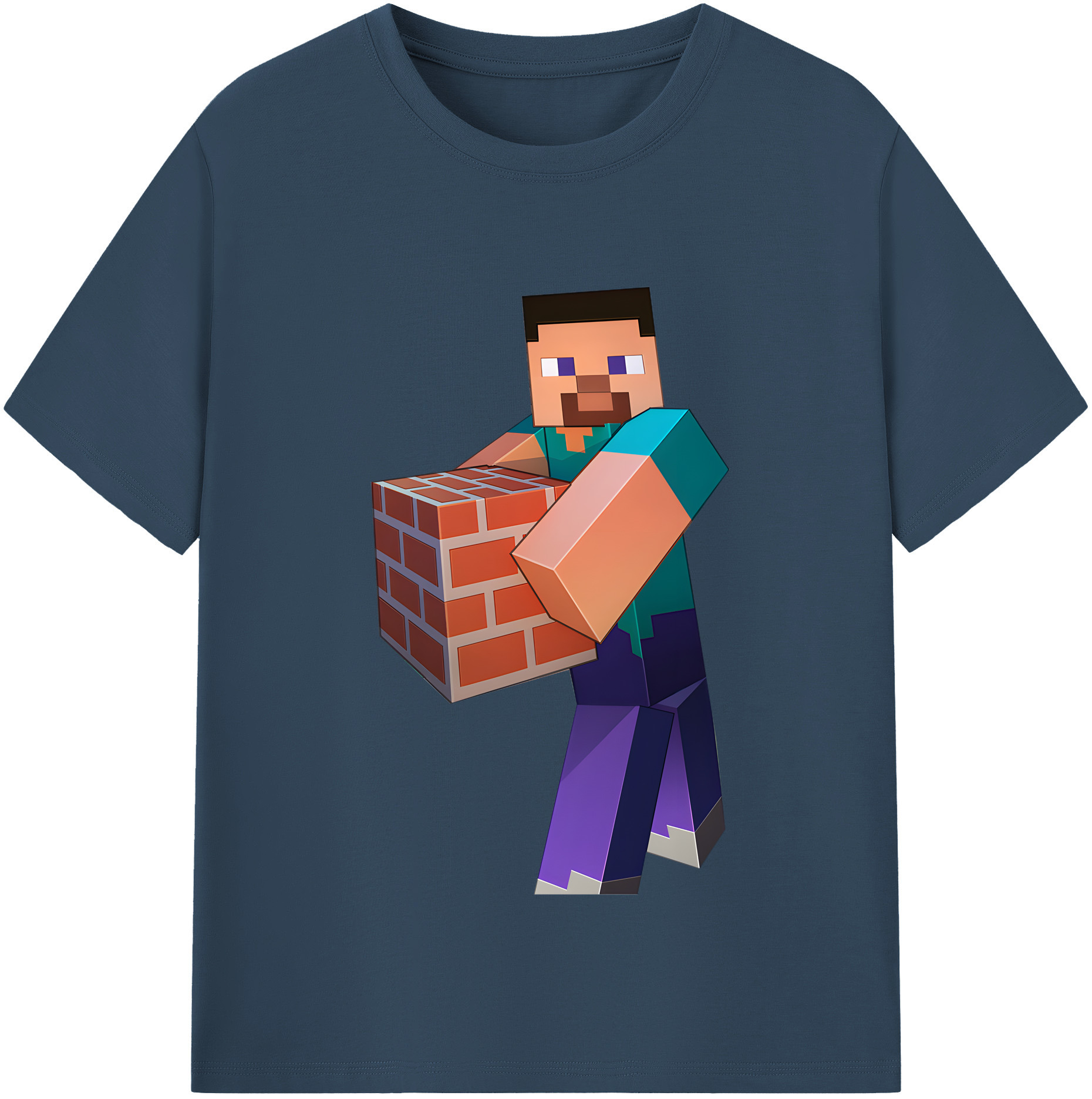 （画像用） マインクラフト ブロックの世界 Minecraft MC Block world レディースカジュアルプリントTシャツ（綿100％）