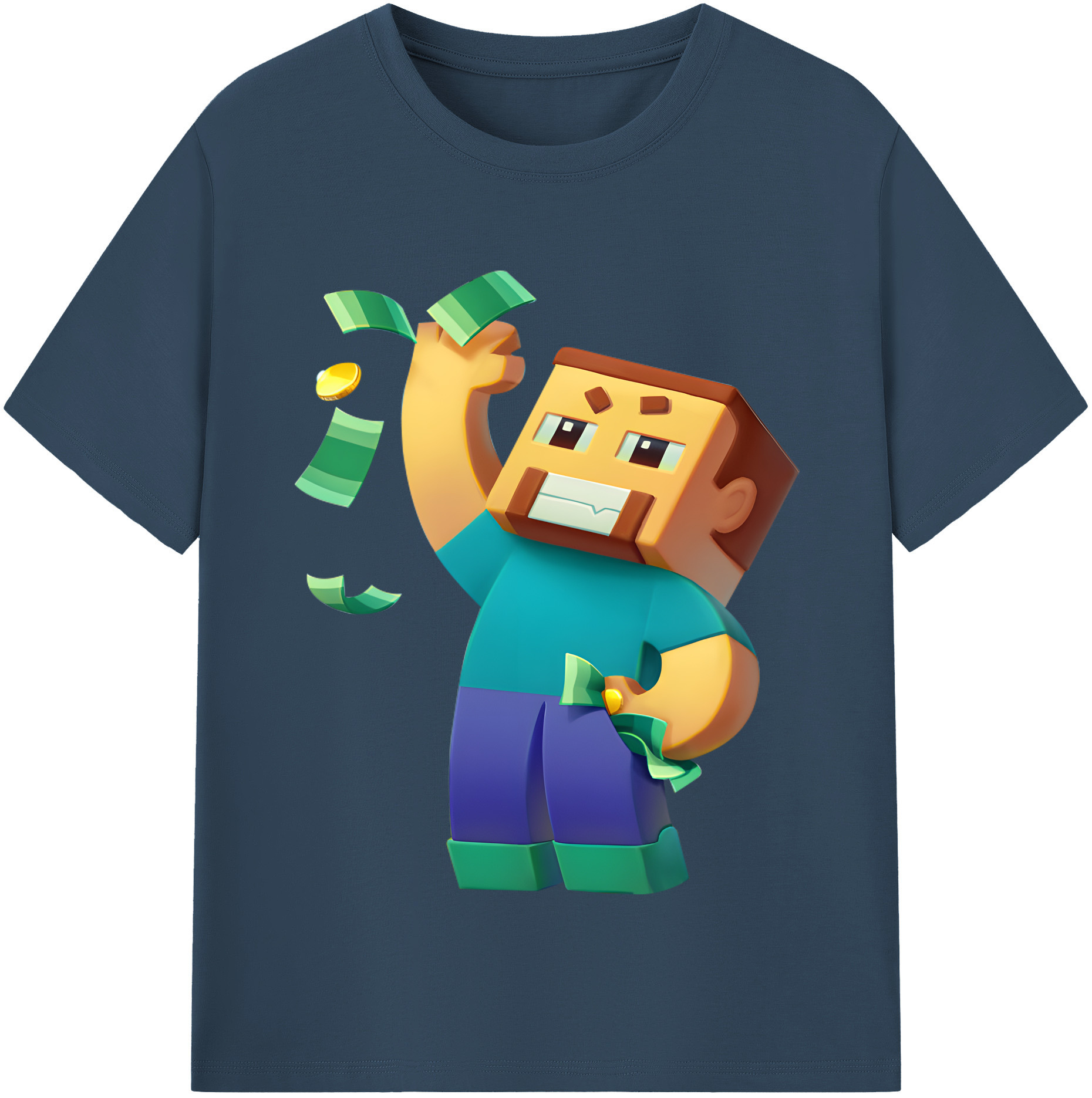 （画像用） マインクラフト ブロックの世界 Minecraft MC Block world レディースカジュアルプリントTシャツ（綿100％）