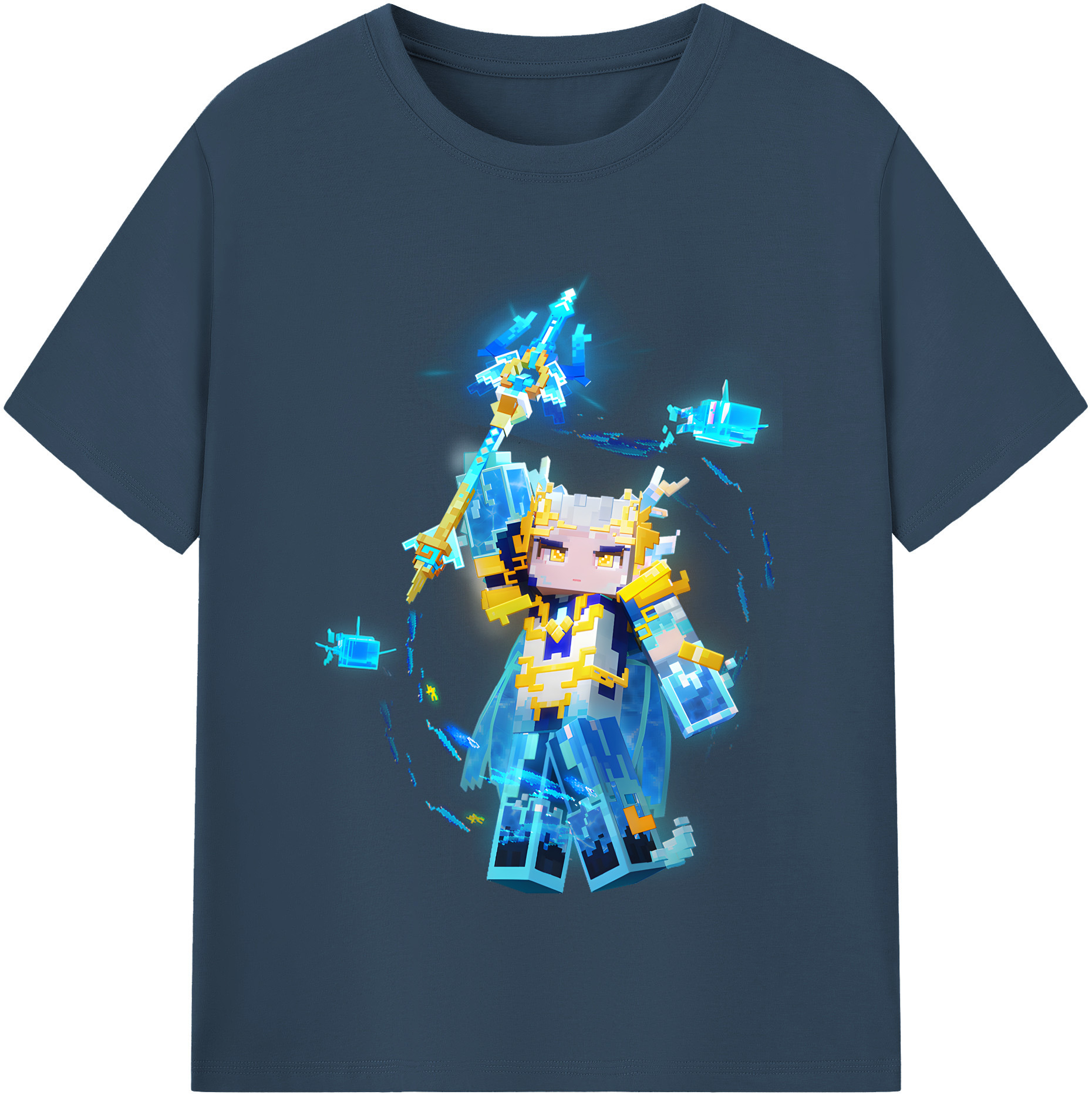 （画像用） マインクラフト ブロックの世界 Minecraft MC Block world レディースカジュアルプリントTシャツ（綿100％）