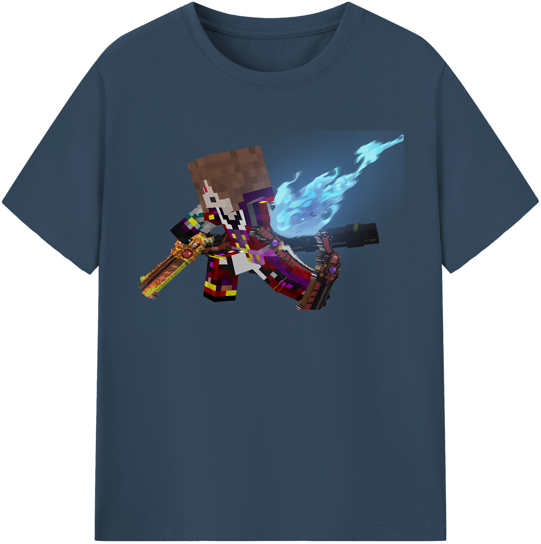 （画像用） マインクラフト ブロックの世界 Minecraft MC Block world レディースカジュアルプリントTシャツ（綿100％）