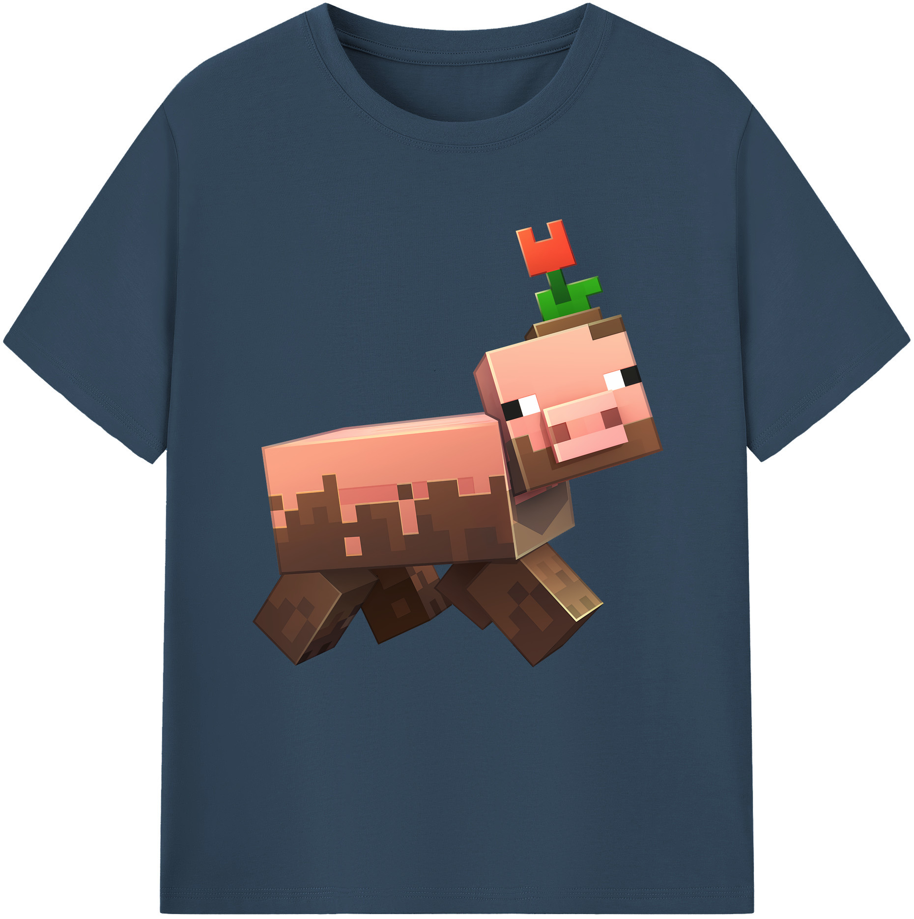 （画像用） マインクラフト ブロックの世界 Minecraft MC Block world レディースカジュアルプリントTシャツ（綿100％）