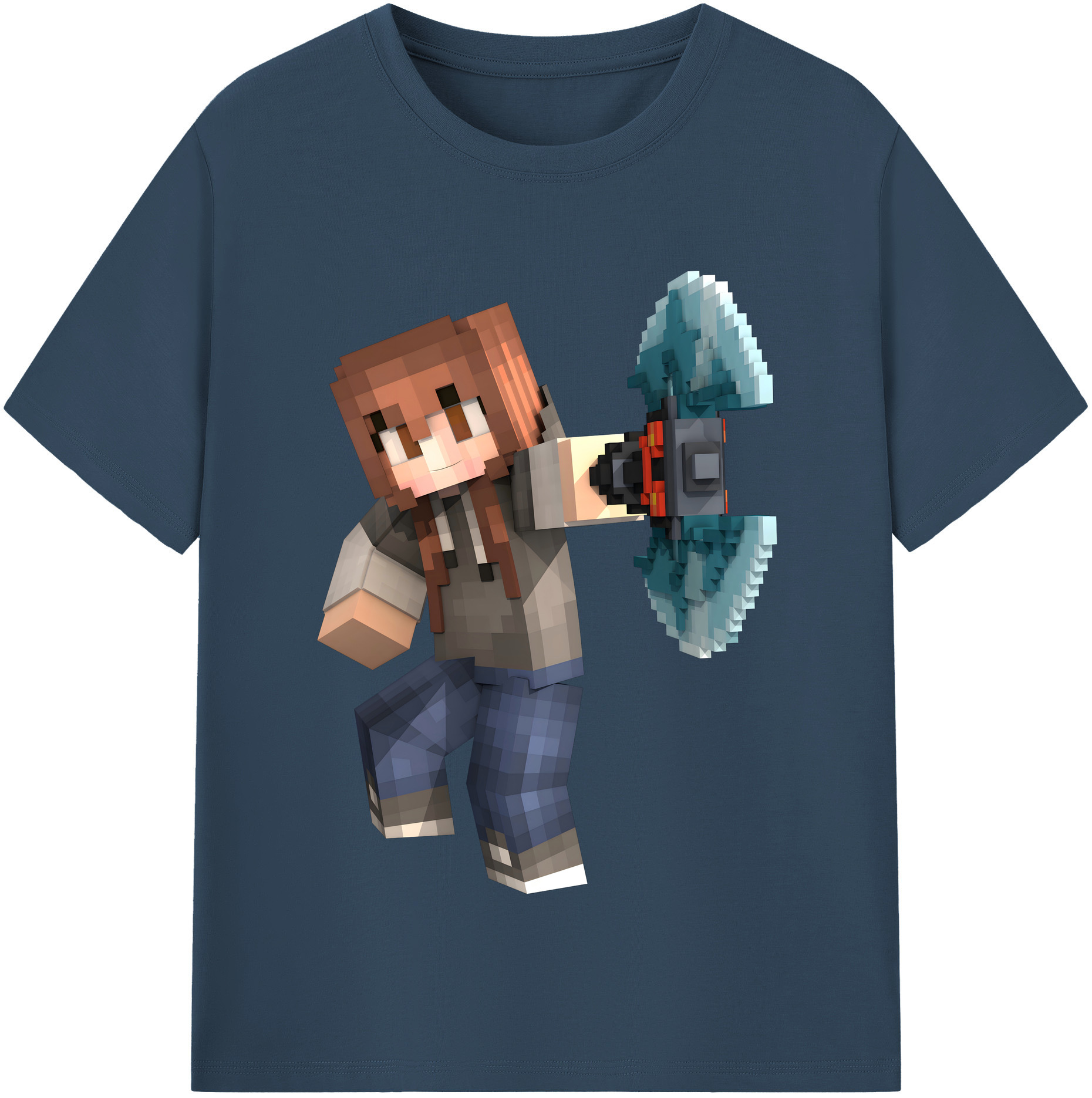 （画像用） マインクラフト ブロックの世界 Minecraft MC Block world レディースカジュアルプリントTシャツ（綿100％）