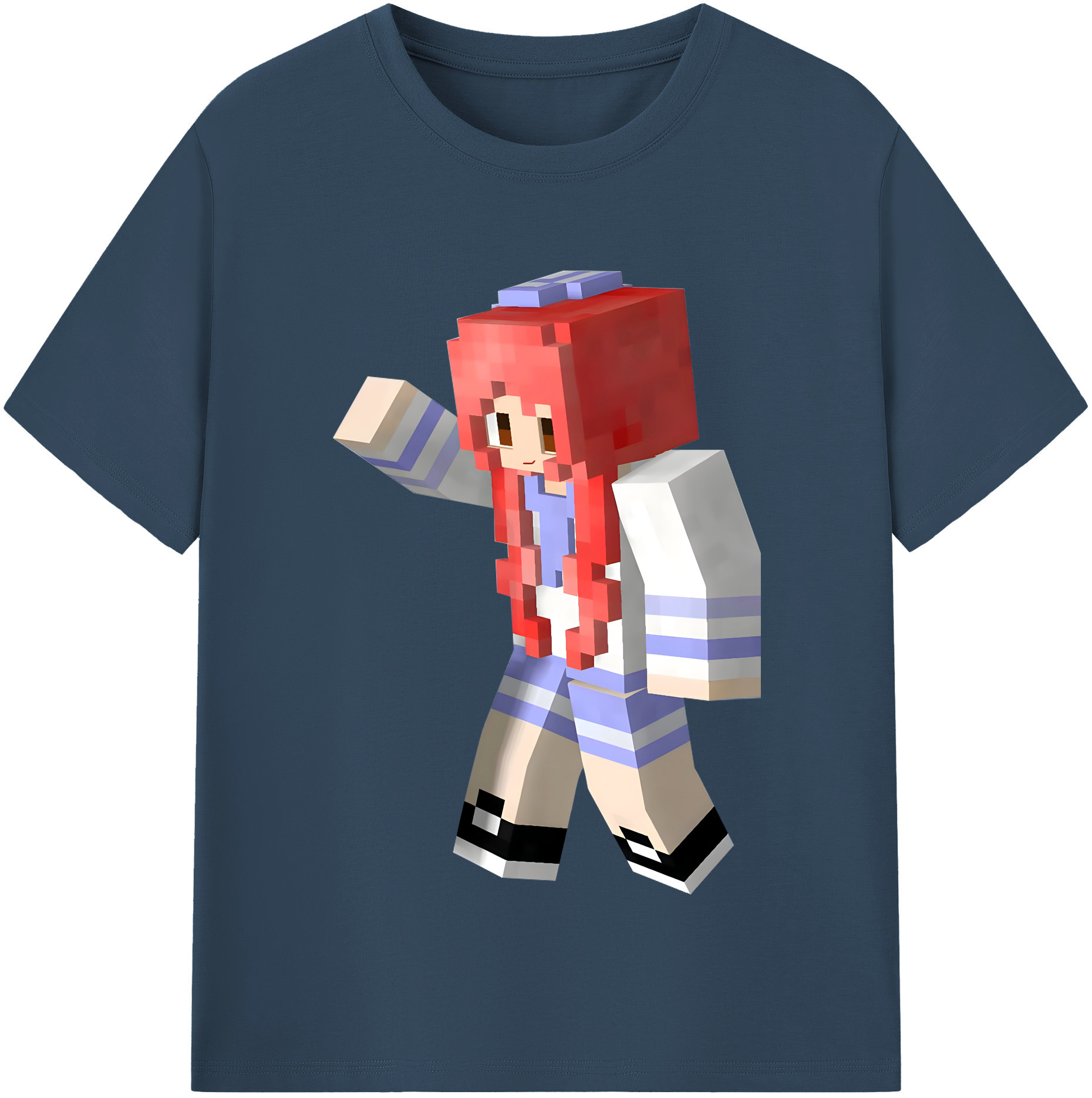 （画像用） マインクラフト ブロックの世界 Minecraft MC Block world レディースカジュアルプリントTシャツ（綿100％）