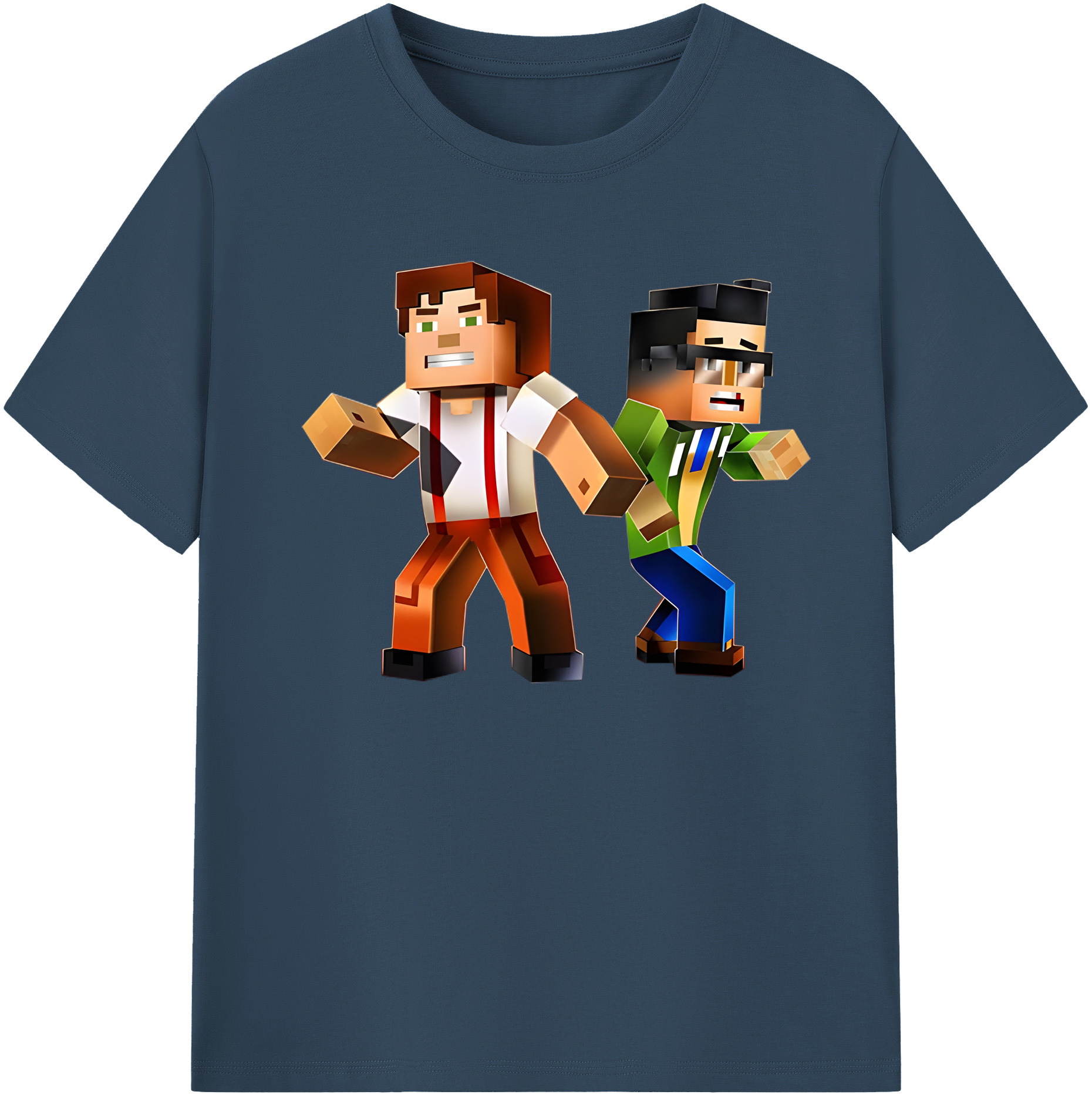 （画像用） マインクラフト ブロックの世界 Minecraft MC Block world レディースカジュアルプリントTシャツ（綿100％）