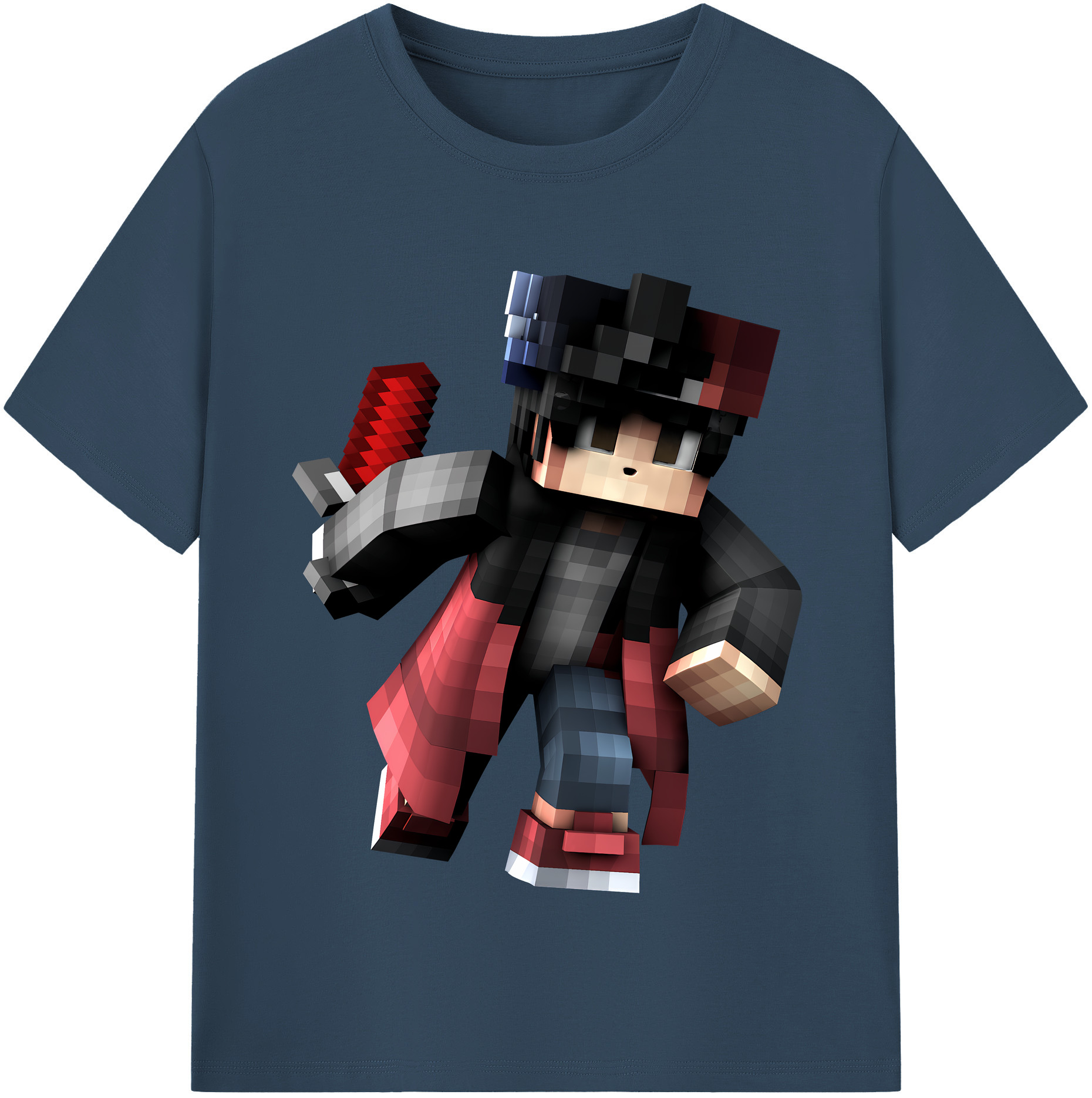 （画像用） マインクラフト ブロックの世界 Minecraft MC Block world レディースカジュアルプリントTシャツ（綿100％）