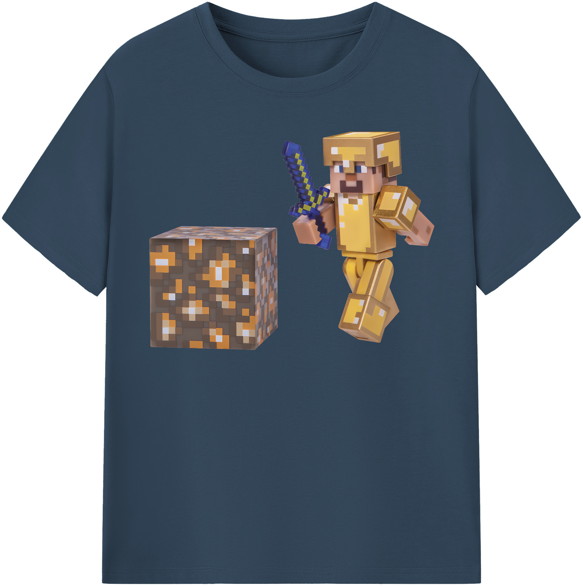 （画像用） マインクラフト ブロックの世界 Minecraft MC Block world レディースカジュアルプリントTシャツ（綿100％）