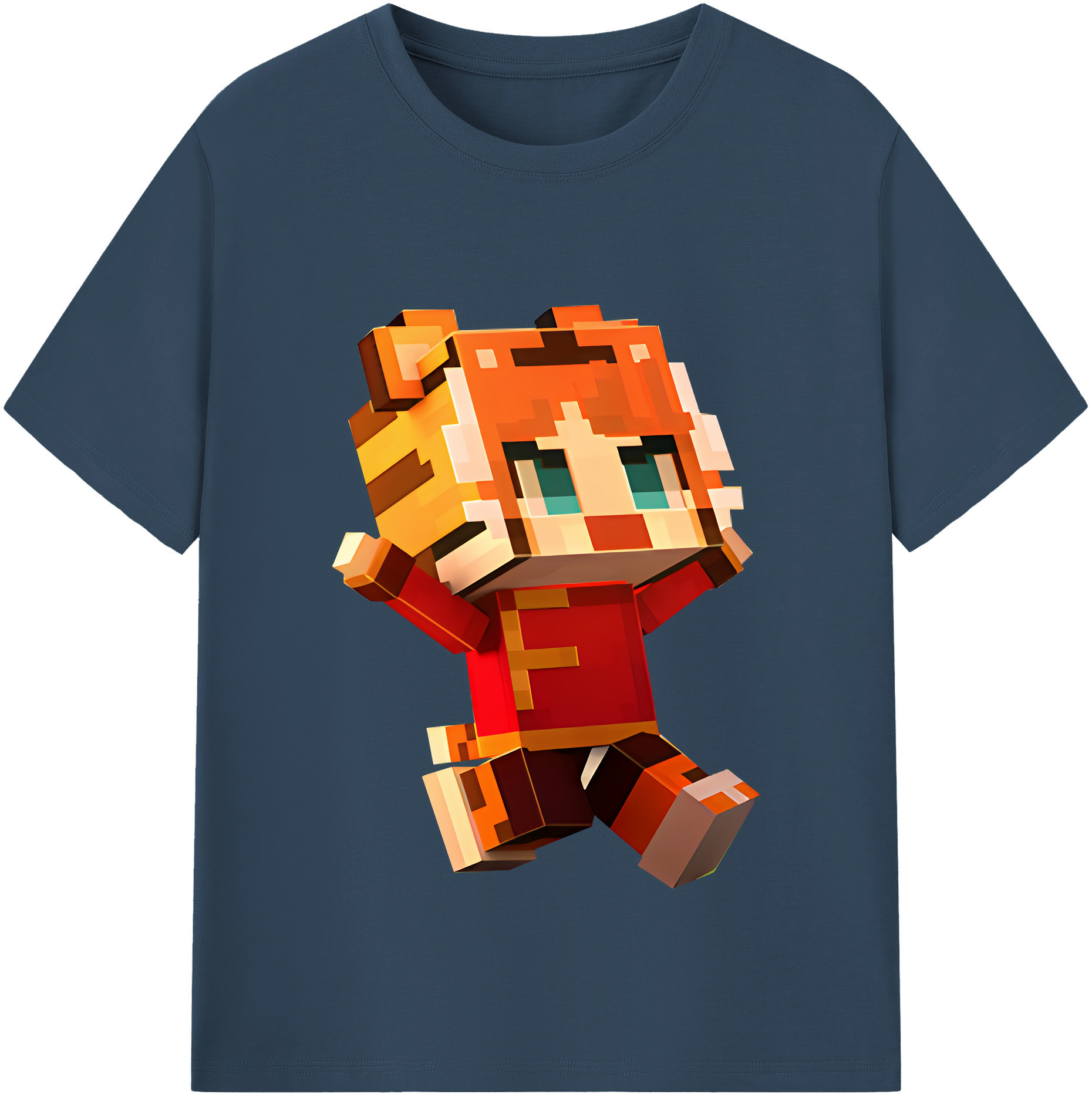 （画像用） マインクラフト ブロックの世界 Minecraft MC Block world レディースカジュアルプリントTシャツ（綿100％）