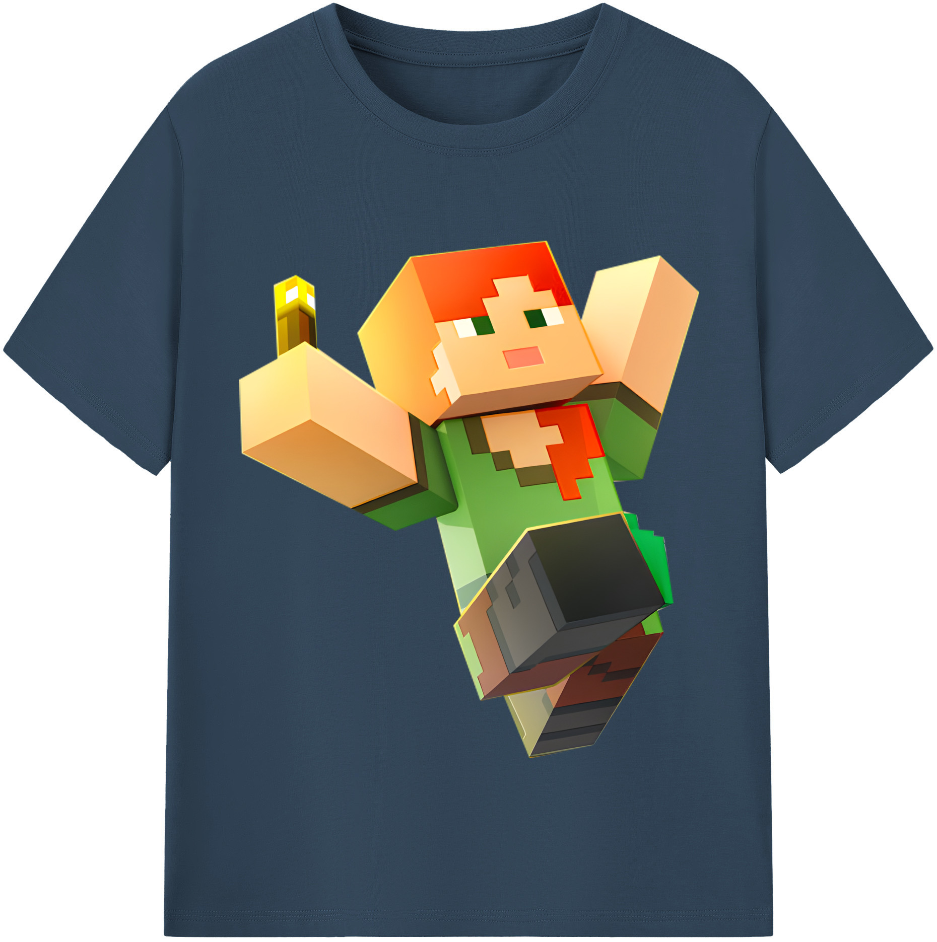 （画像用） マインクラフト ブロックの世界 Minecraft MC Block world レディースカジュアルプリントTシャツ（綿100％）