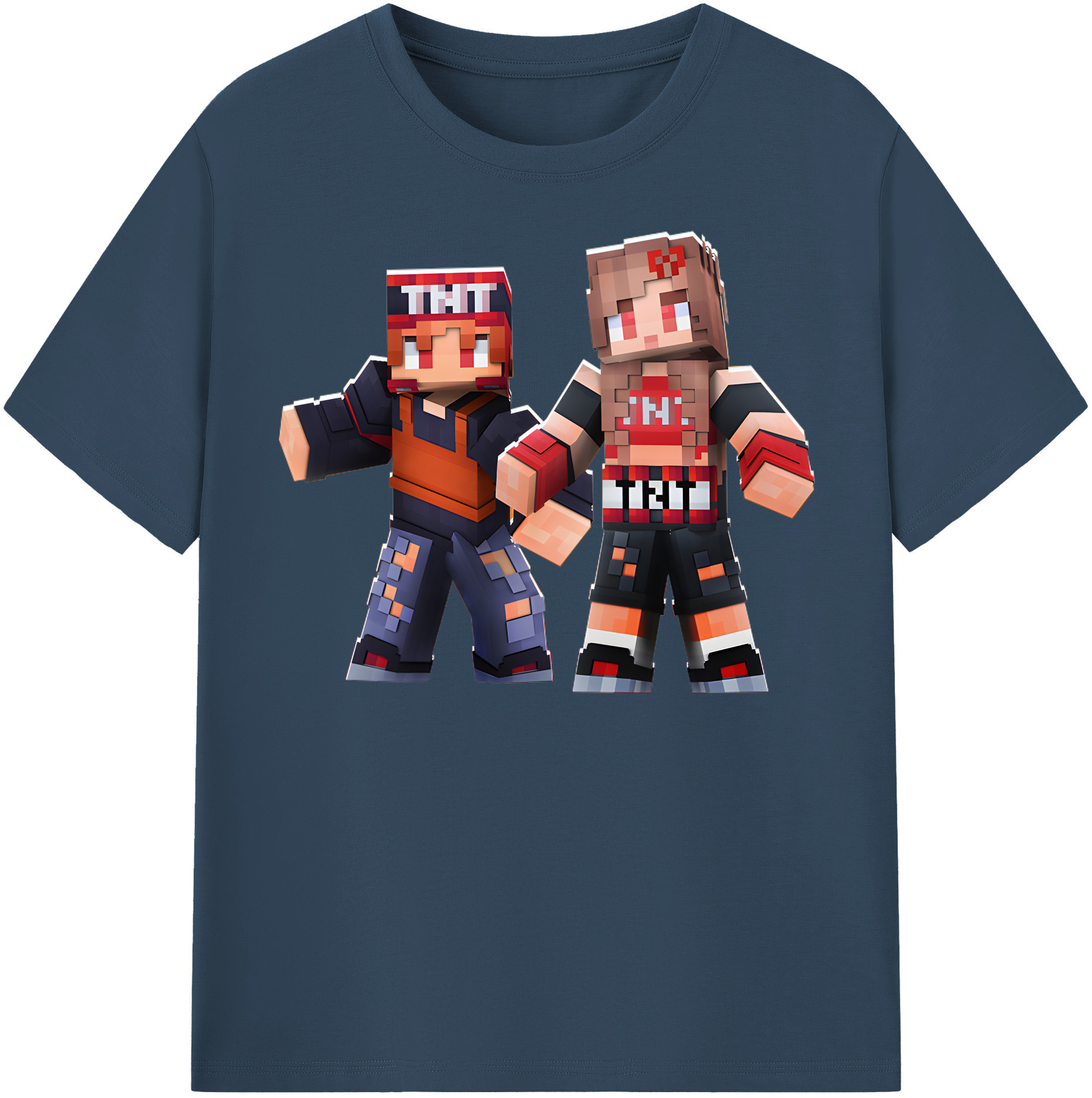 （画像用） マインクラフト ブロックの世界 Minecraft MC Block world レディースカジュアルプリントTシャツ（綿100％）