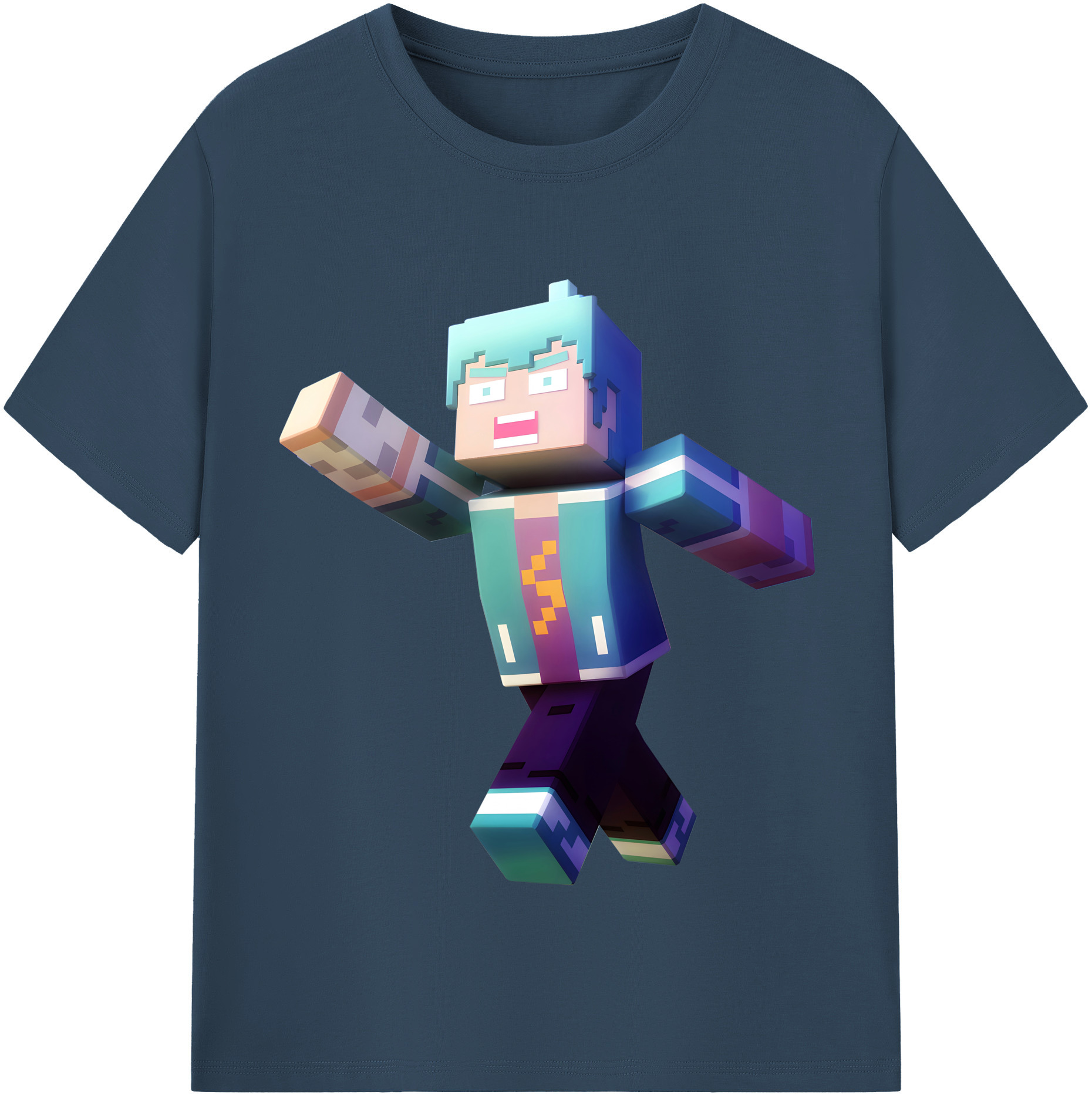 （画像用） マインクラフト ブロックの世界 Minecraft MC Block world レディースカジュアルプリントTシャツ（綿100％）
