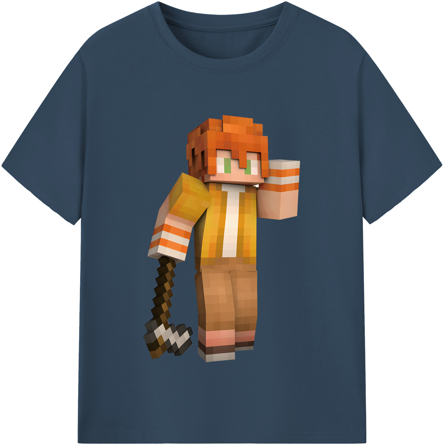 （画像用） マインクラフト ブロックの世界 Minecraft MC Block world レディースカジュアルプリントTシャツ（綿100％）
