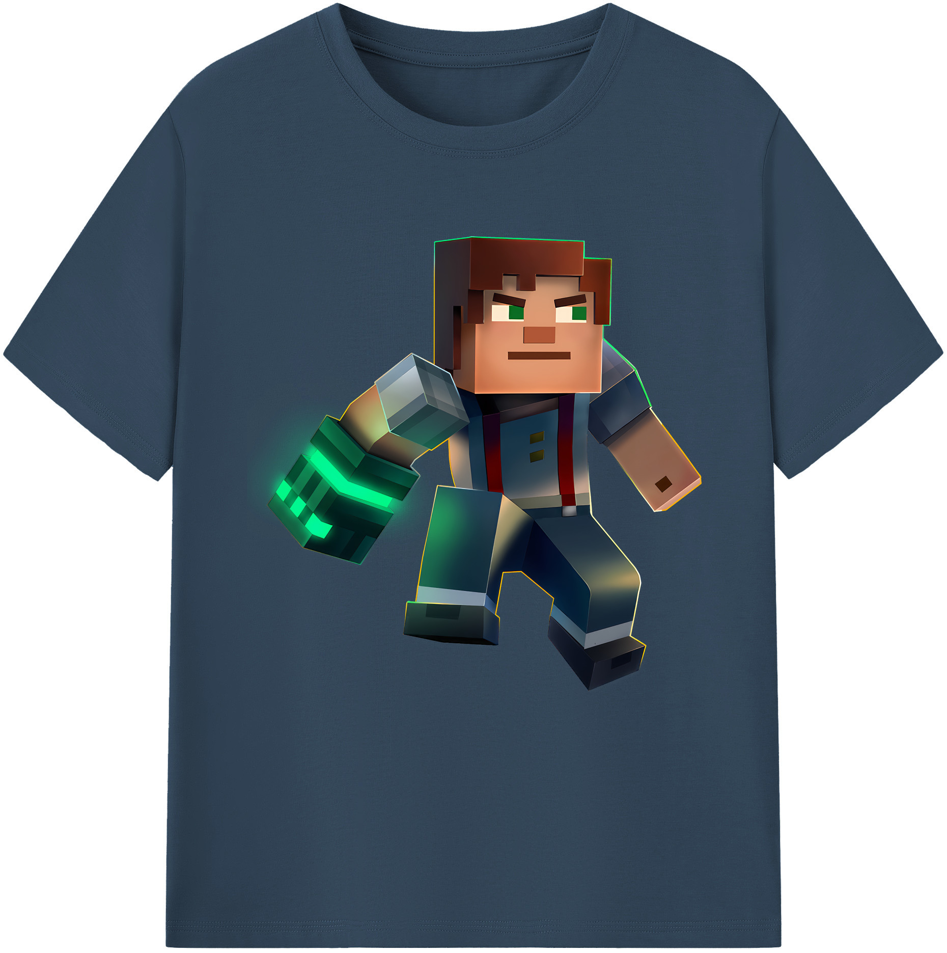 （画像用） マインクラフト ブロックの世界 Minecraft MC Block world レディースカジュアルプリントTシャツ（綿100％）