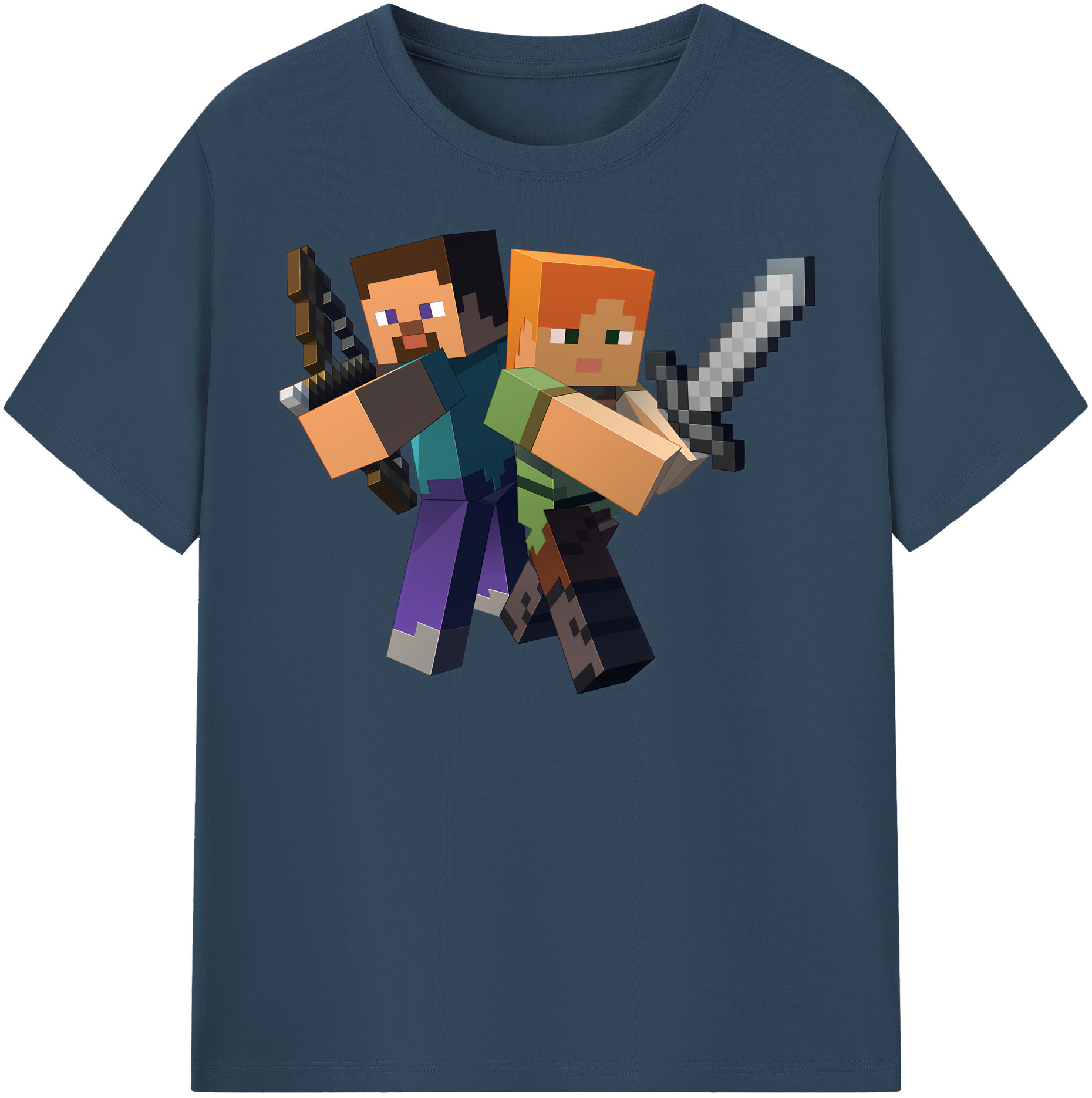 （画像用） マインクラフト ブロックの世界 Minecraft MC Block world レディースカジュアルプリントTシャツ（綿100％）