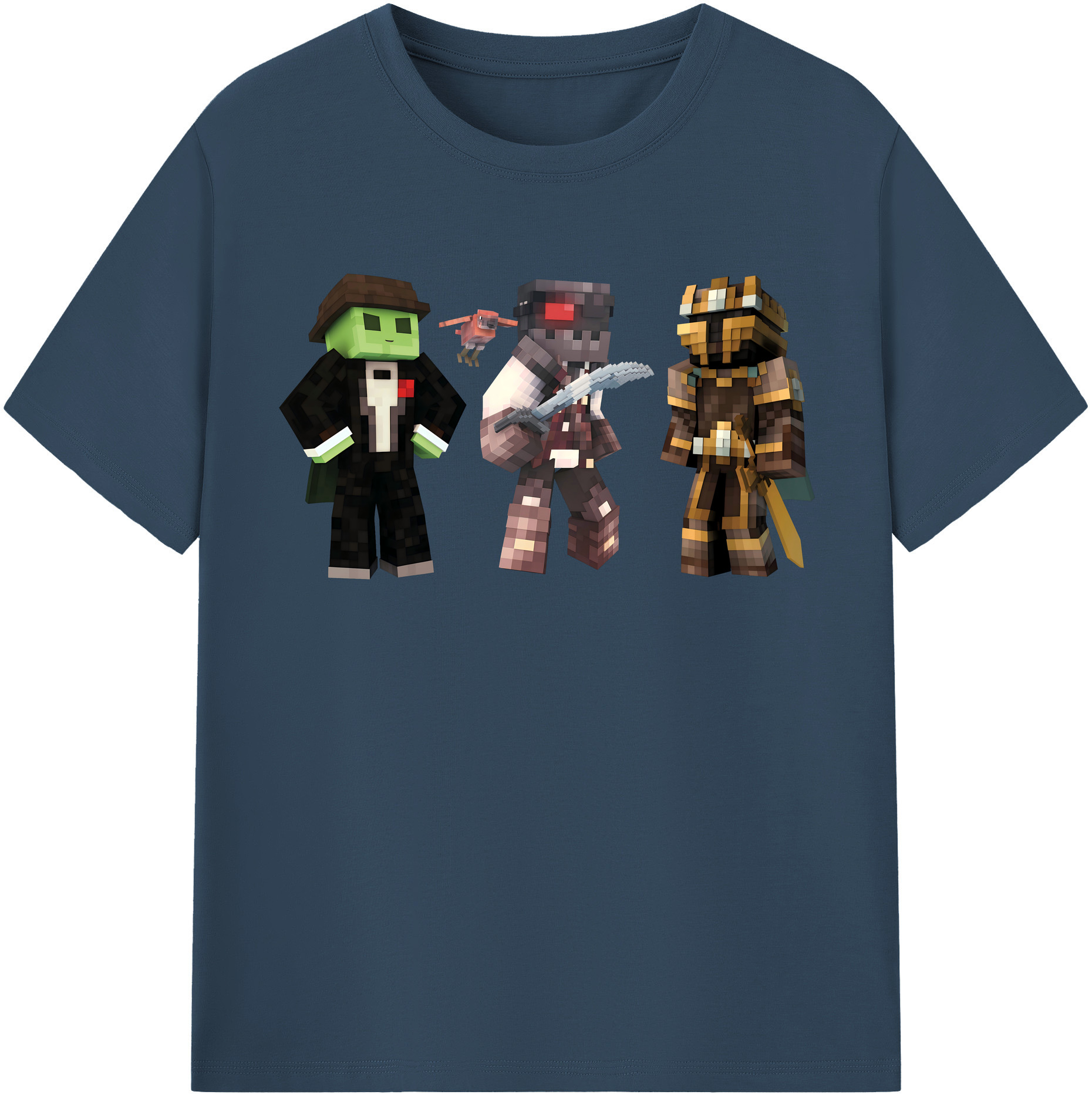 （画像用） マインクラフト ブロックの世界 Minecraft MC Block world レディースカジュアルプリントTシャツ（綿100％）