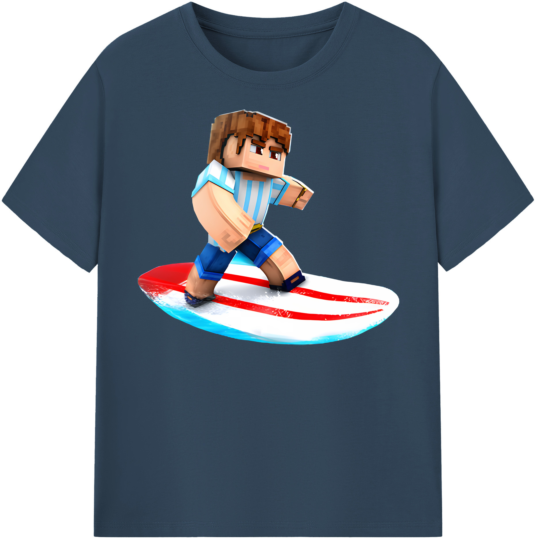 （画像用） マインクラフト ブロックの世界 Minecraft MC Block world レディースカジュアルプリントTシャツ（綿100％）