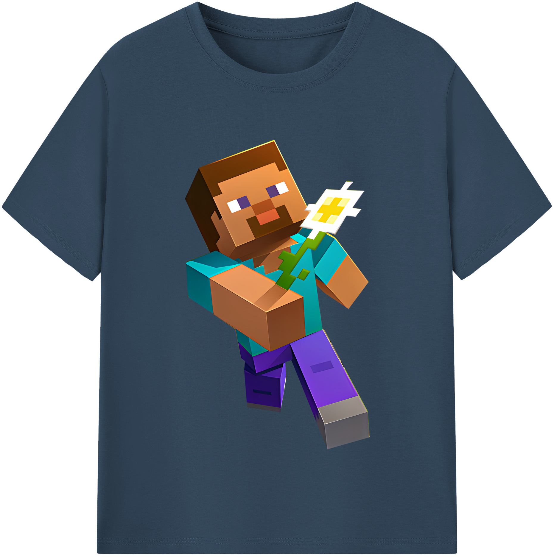 （画像用） マインクラフト ブロックの世界 Minecraft MC Block world レディースカジュアルプリントTシャツ（綿100％）