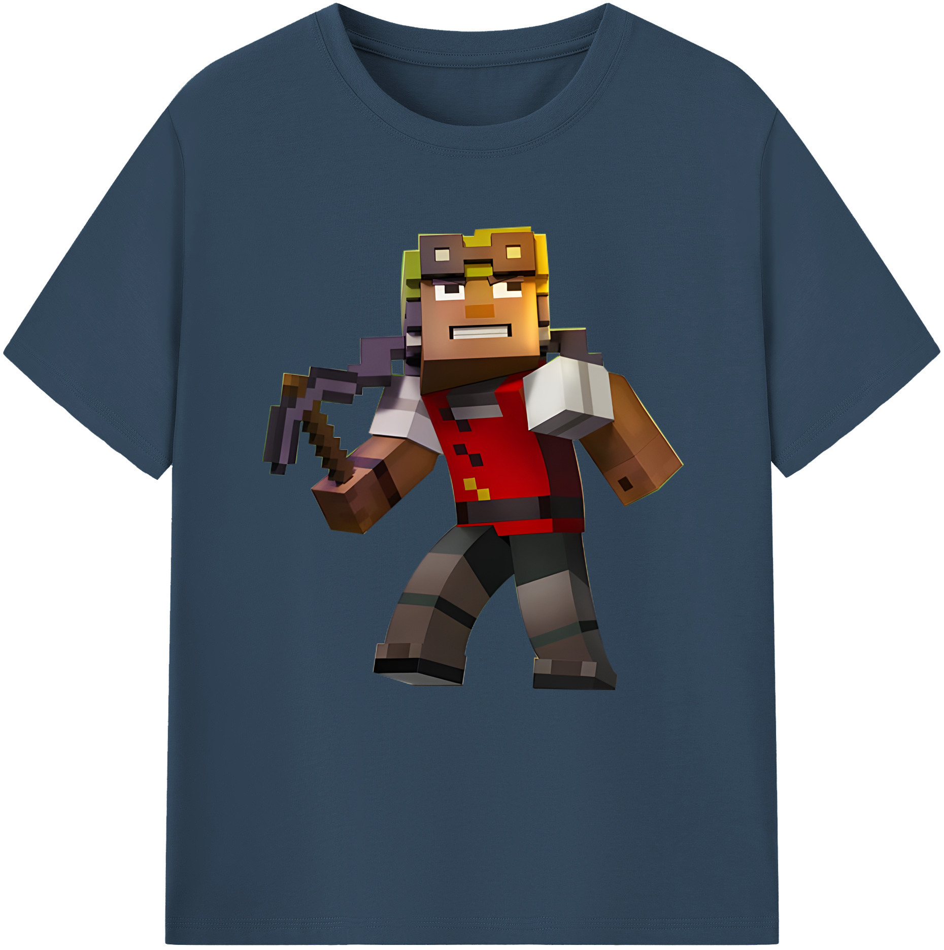 （画像用） マインクラフト ブロックの世界 Minecraft MC Block world レディースカジュアルプリントTシャツ（綿100％）