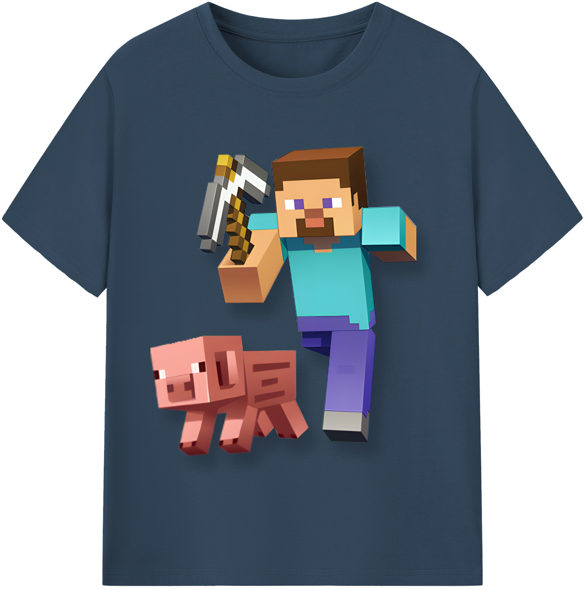 （画像用） マインクラフト ブロックの世界 Minecraft MC Block world レディースカジュアルプリントTシャツ（綿100％）