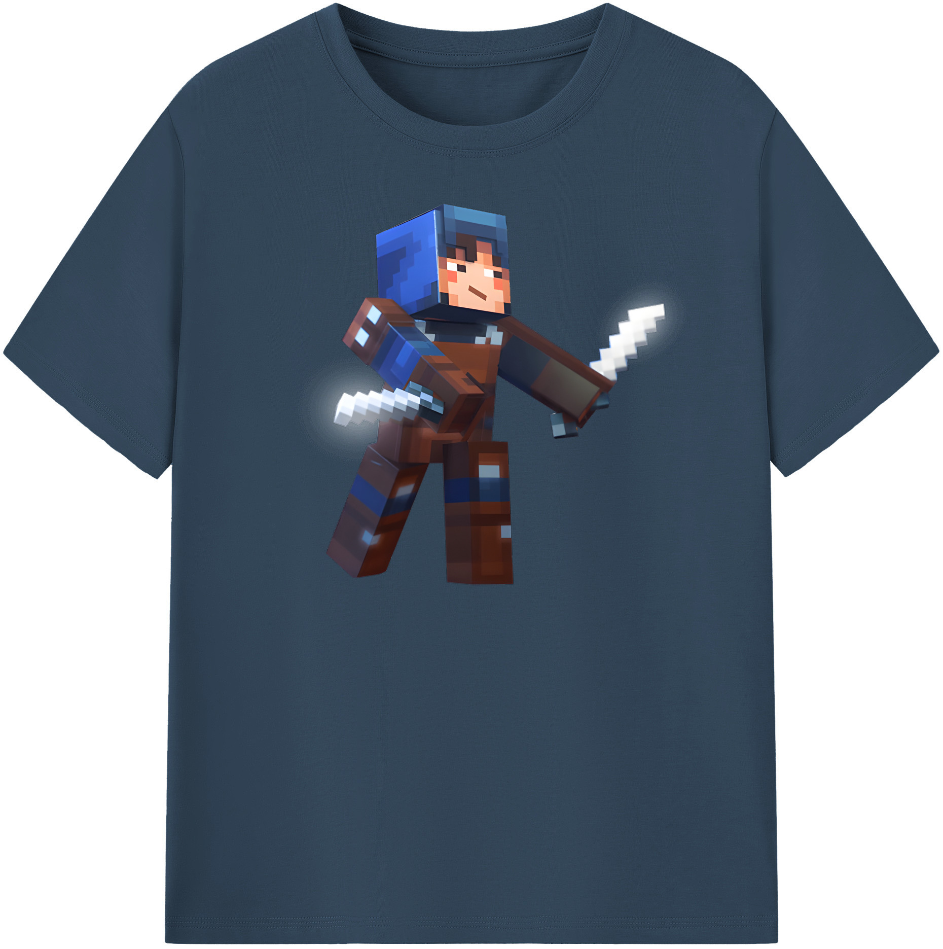（画像用） マインクラフト ブロックの世界 Minecraft MC Block world レディースカジュアルプリントTシャツ（綿100％）