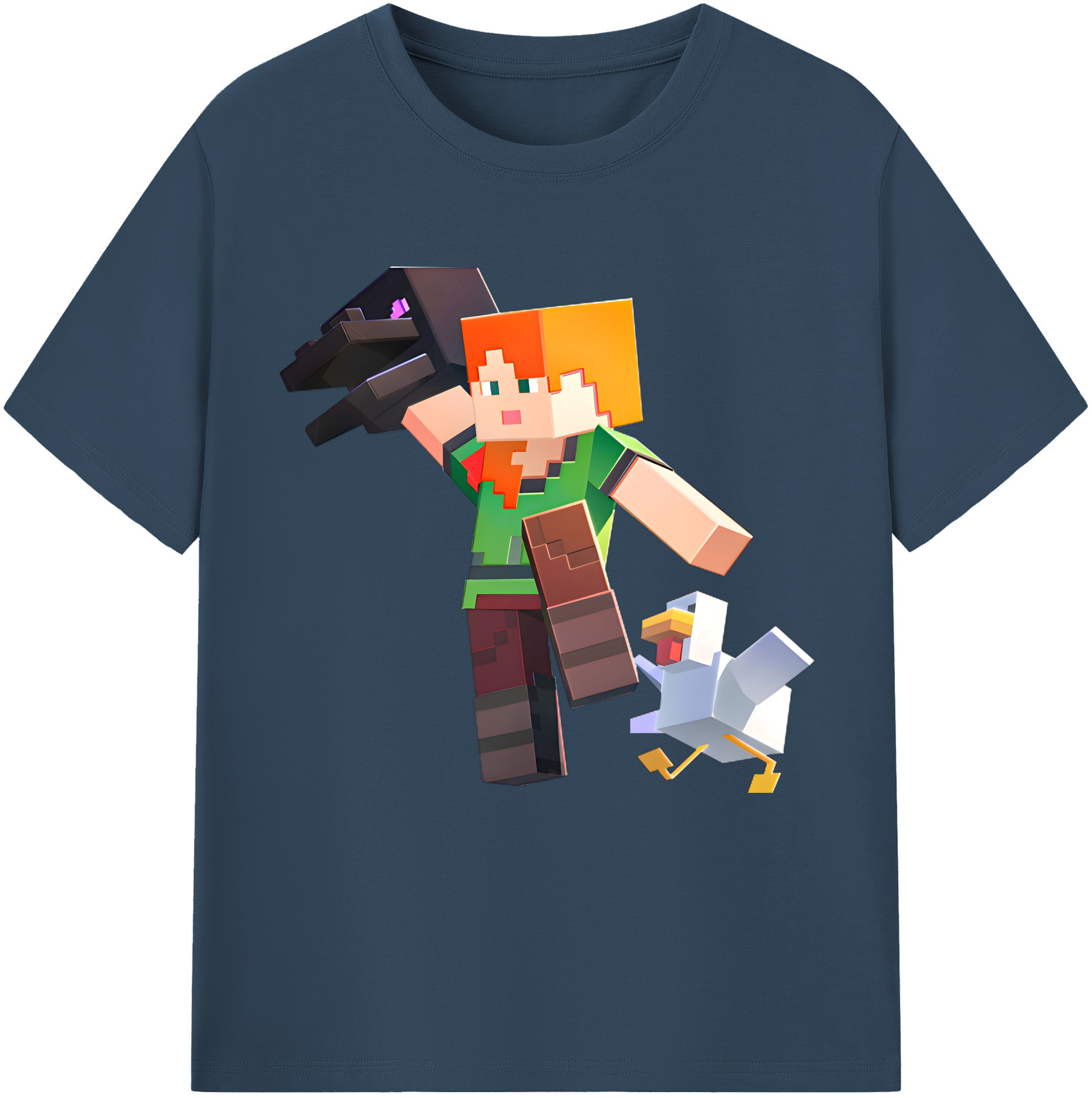 （画像用） マインクラフト ブロックの世界 Minecraft MC Block world レディースカジュアルプリントTシャツ（綿100％）
