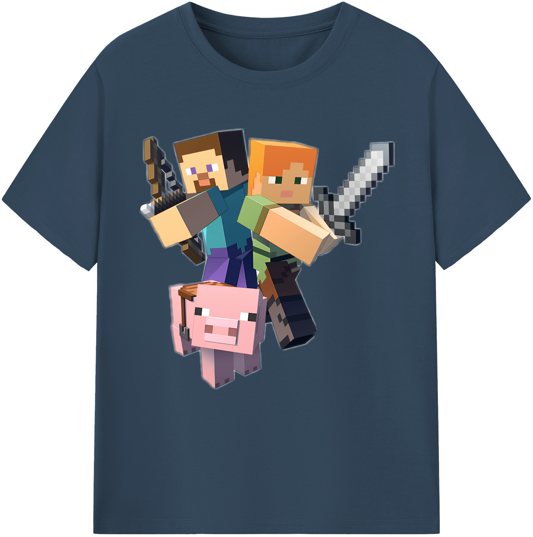 （画像用） マインクラフト ブロックの世界 Minecraft MC Block world レディースカジュアルプリントTシャツ（綿100％）
