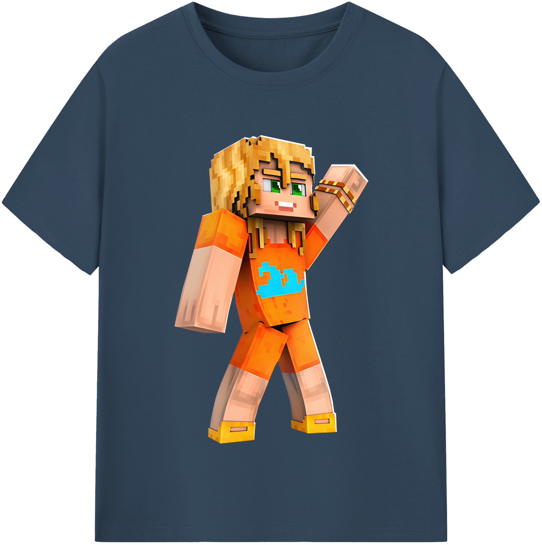 （画像用） マインクラフト ブロックの世界 Minecraft MC Block world レディースカジュアルプリントTシャツ（綿100％）