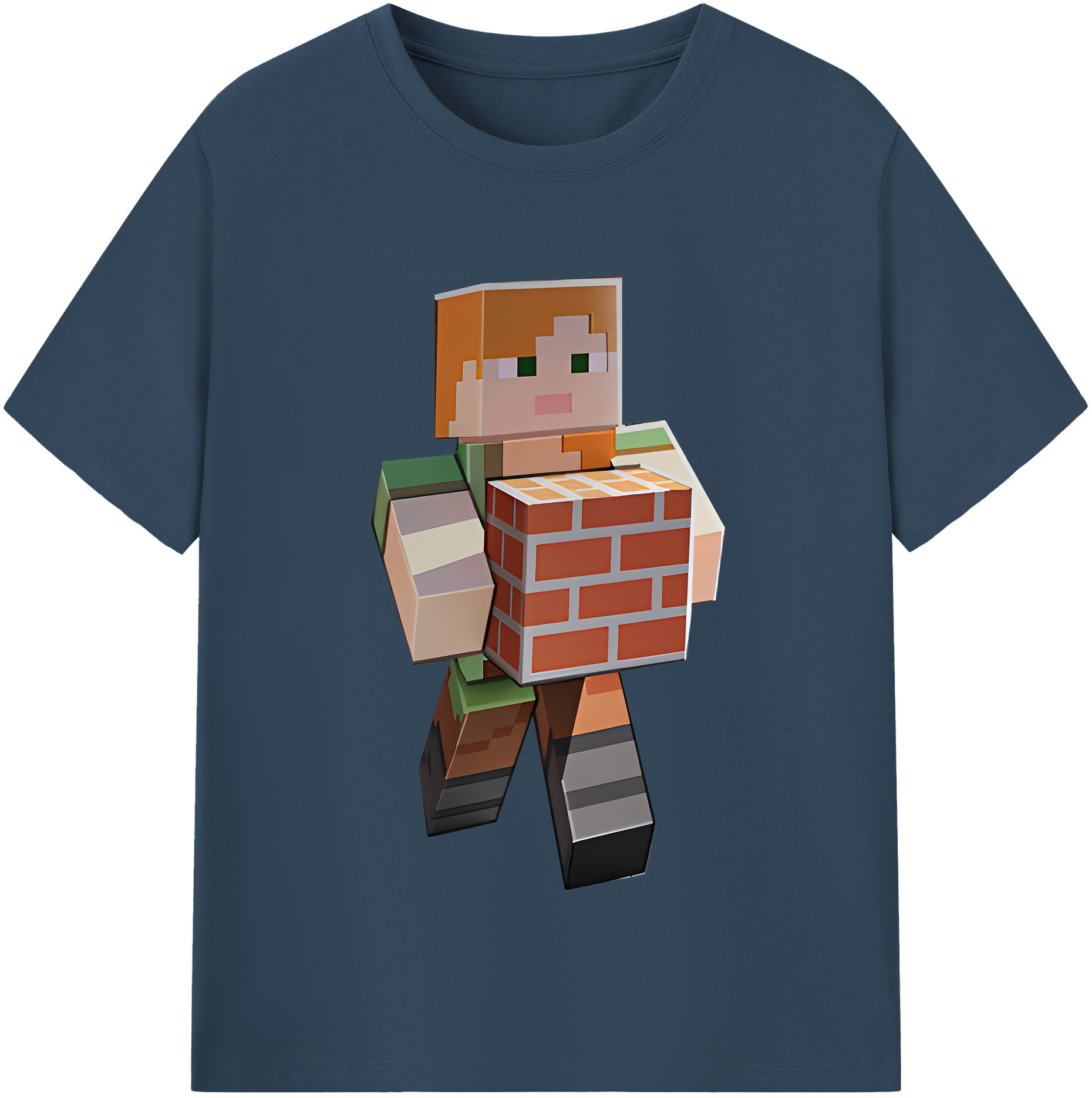 （画像用） マインクラフト ブロックの世界 Minecraft MC Block world レディースカジュアルプリントTシャツ（綿100％）