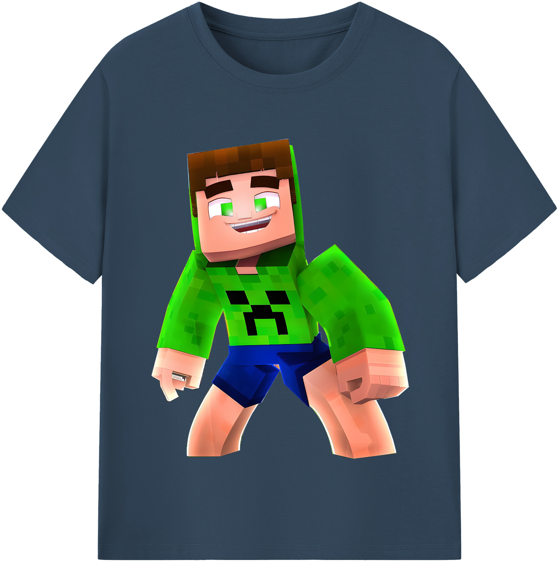 （画像用） マインクラフト ブロックの世界 Minecraft MC Block world レディースカジュアルプリントTシャツ（綿100％）