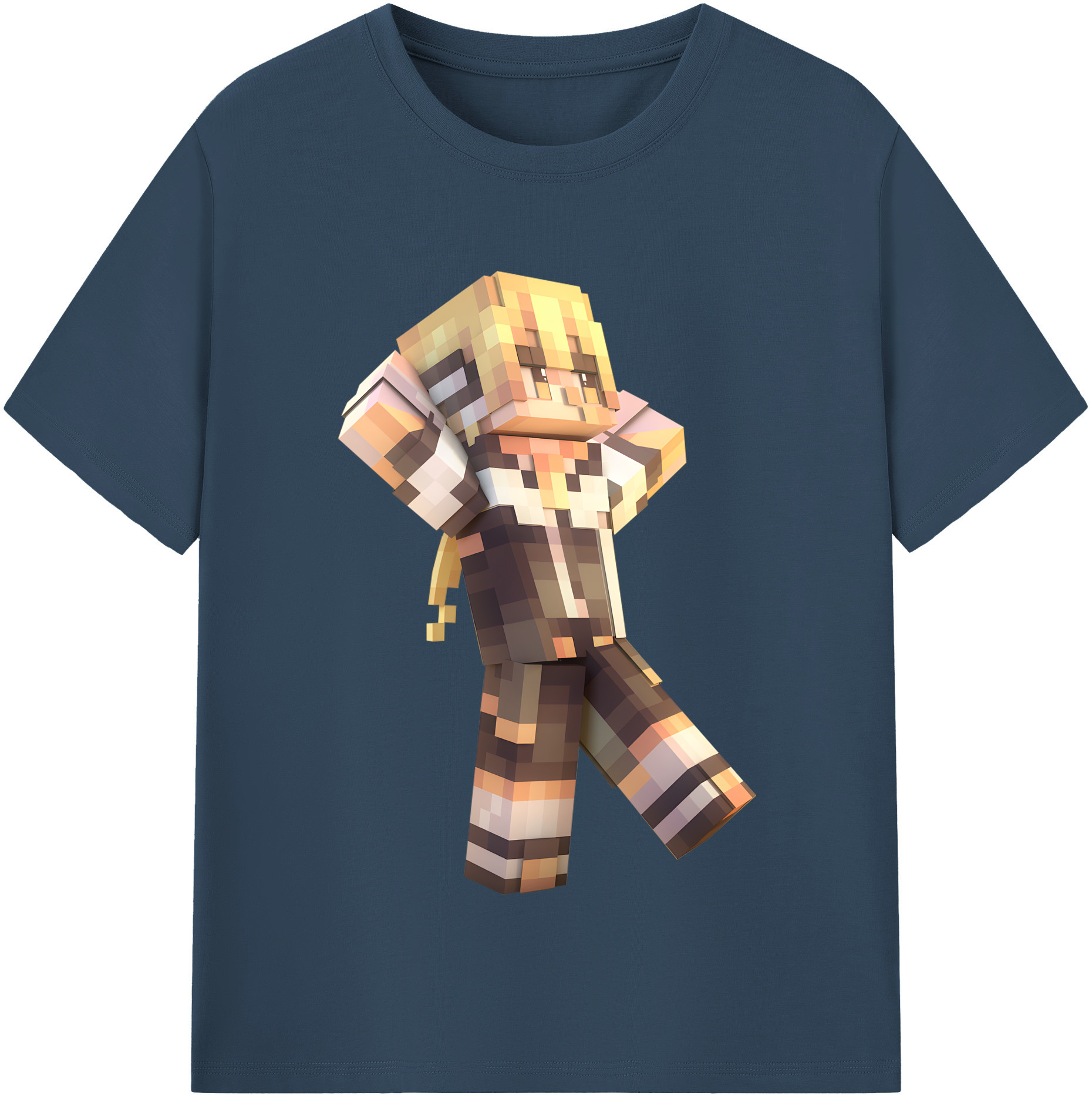 （画像用） マインクラフト ブロックの世界 Minecraft MC Block world レディースカジュアルプリントTシャツ（綿100％）