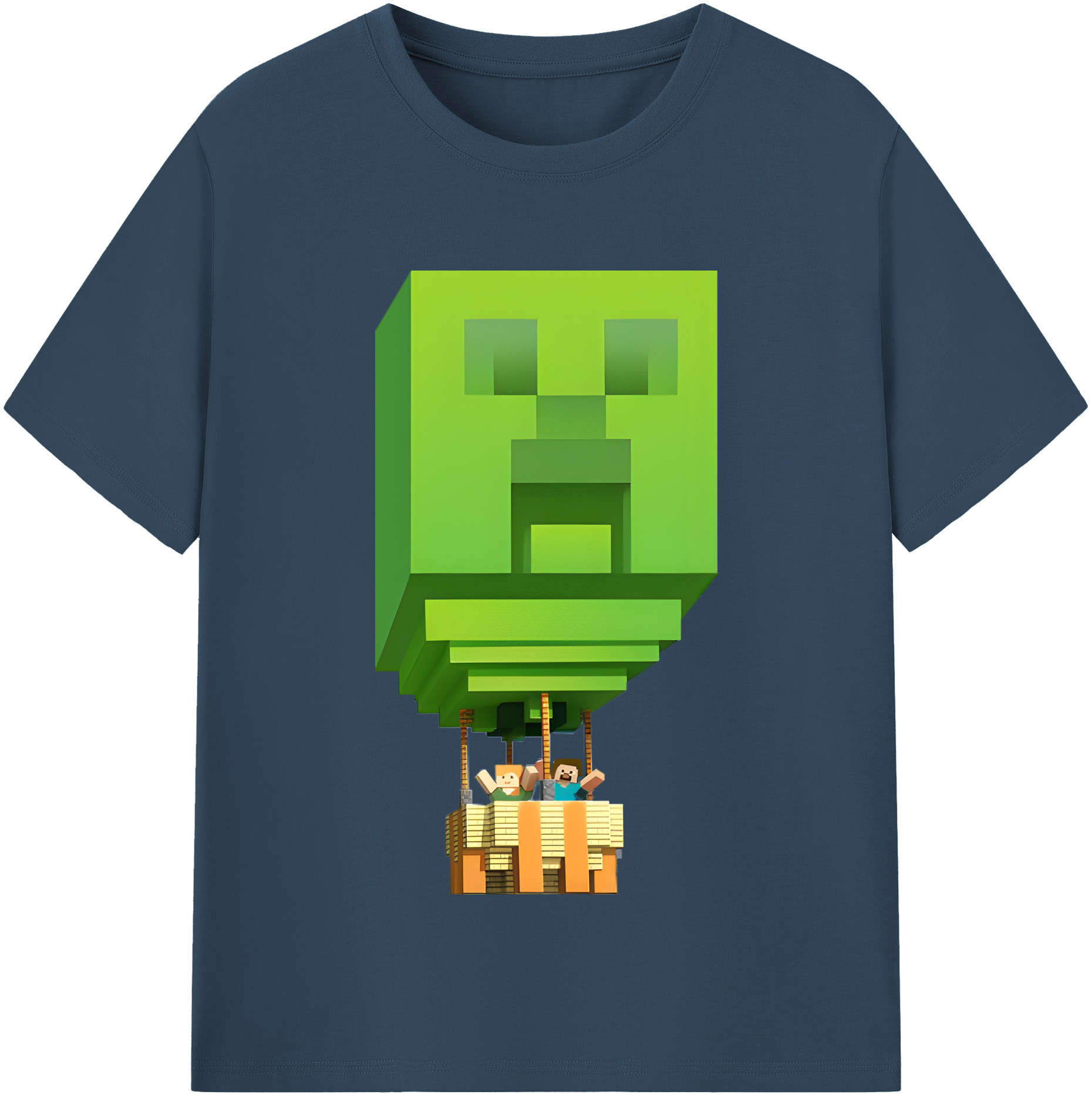 （画像用） マインクラフト ブロックの世界 Minecraft MC Block world レディースカジュアルプリントTシャツ（綿100％）