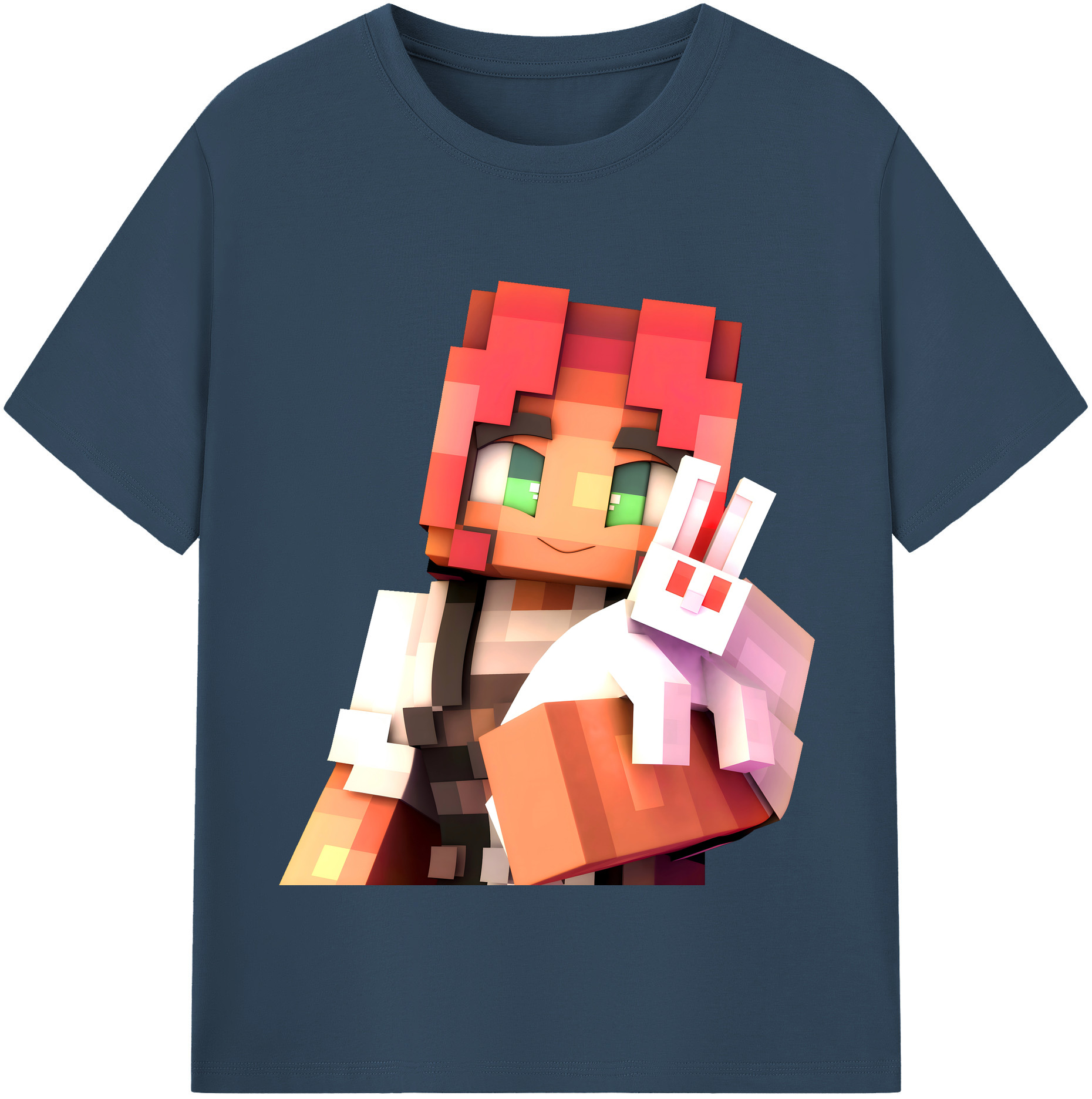 （画像用） マインクラフト ブロックの世界 Minecraft MC Block world レディースカジュアルプリントTシャツ（綿100％）