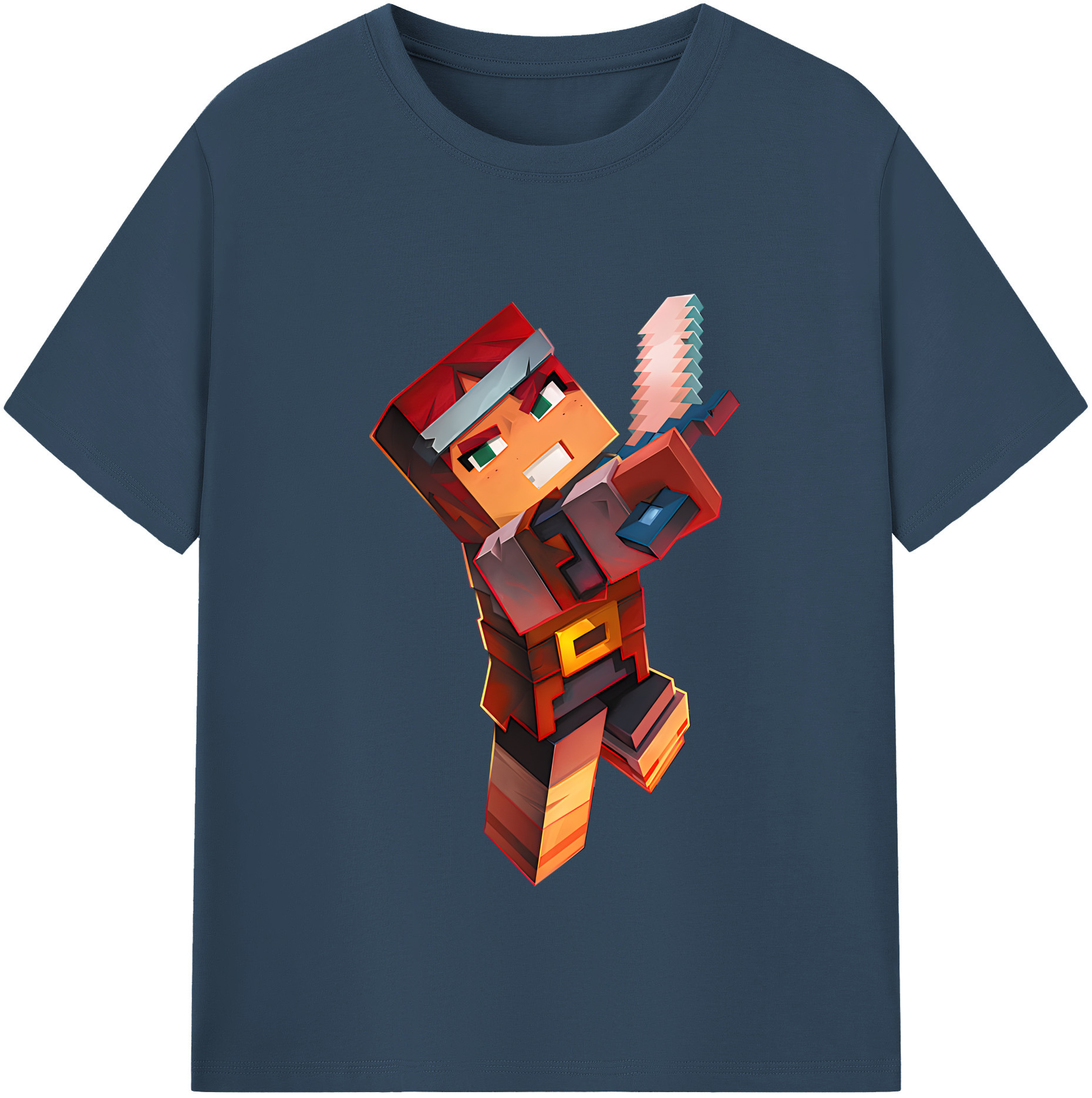 （画像用） マインクラフト ブロックの世界 Minecraft MC Block world レディースカジュアルプリントTシャツ（綿100％）
