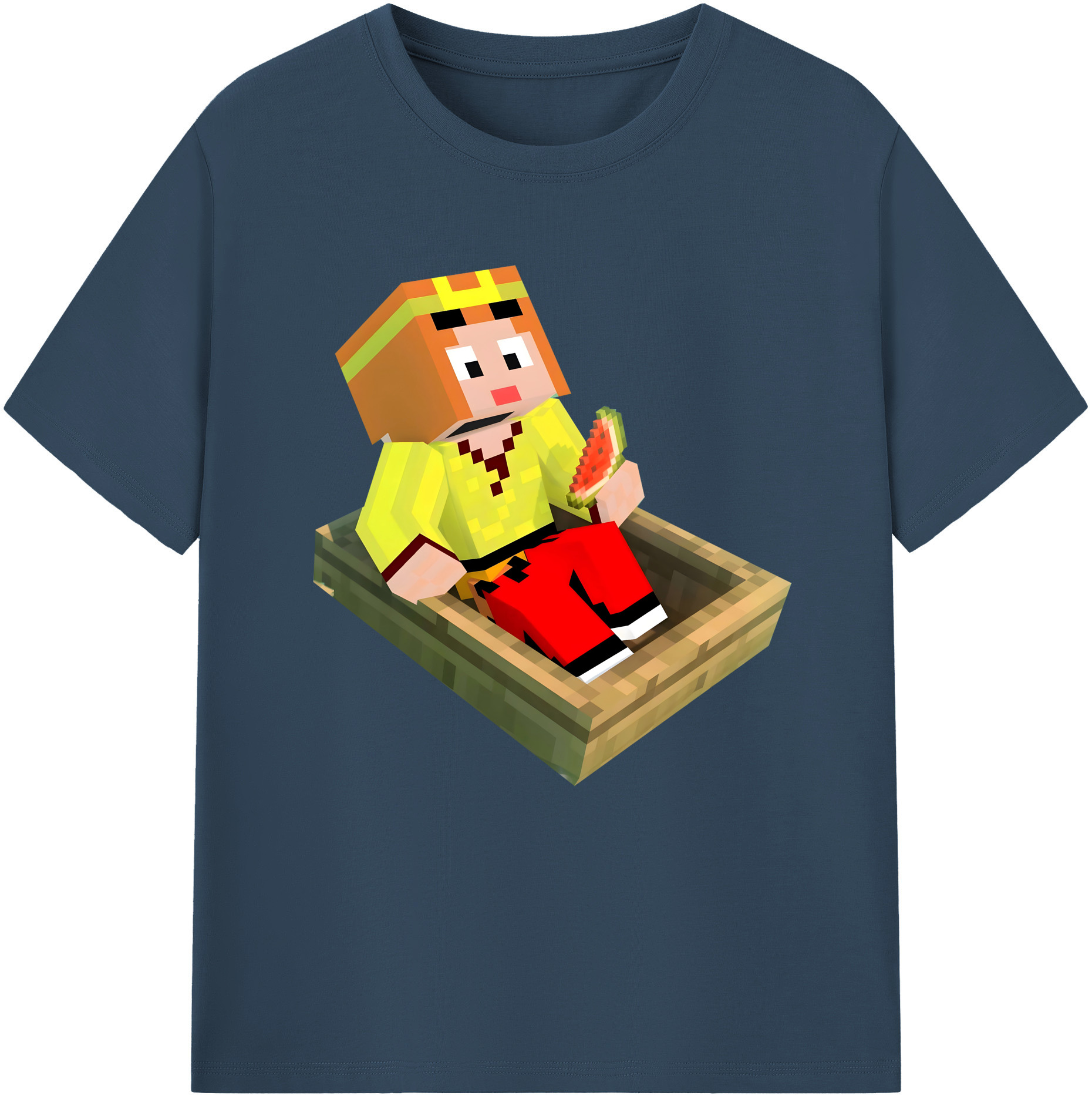 （画像用） マインクラフト ブロックの世界 Minecraft MC Block world レディースカジュアルプリントTシャツ（綿100％）