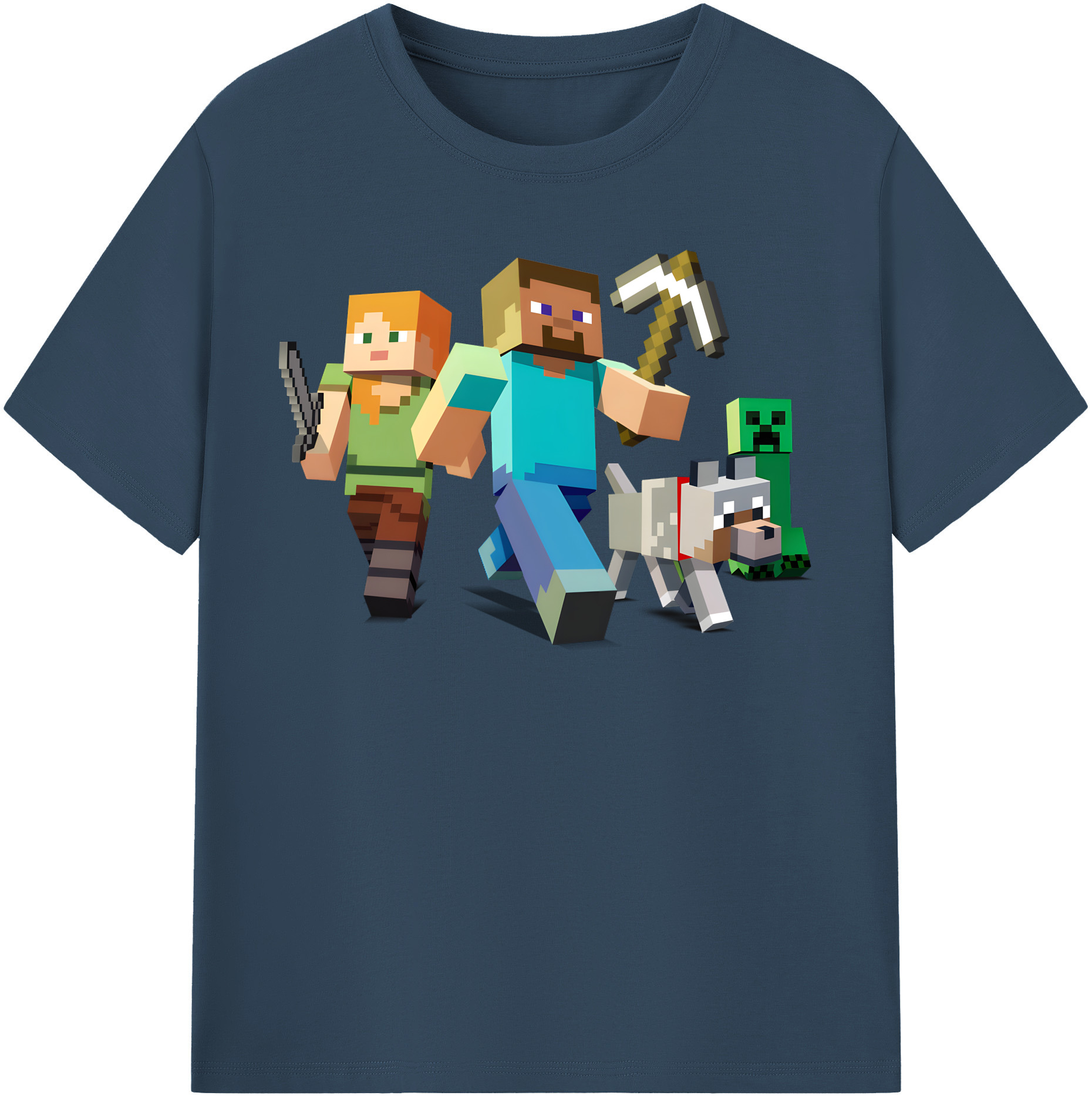 （画像用） マインクラフト ブロックの世界 Minecraft MC Block world レディースカジュアルプリントTシャツ（綿100％）
