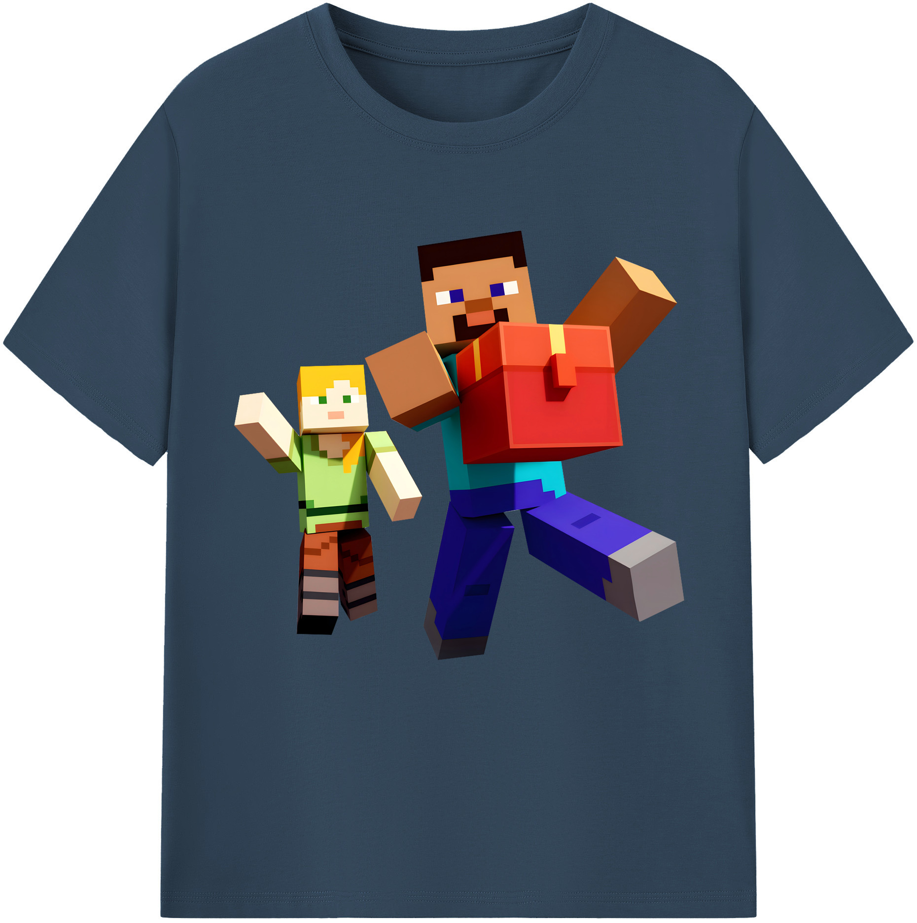 （画像用） マインクラフト ブロックの世界 Minecraft MC Block world レディースカジュアルプリントTシャツ（綿100％）