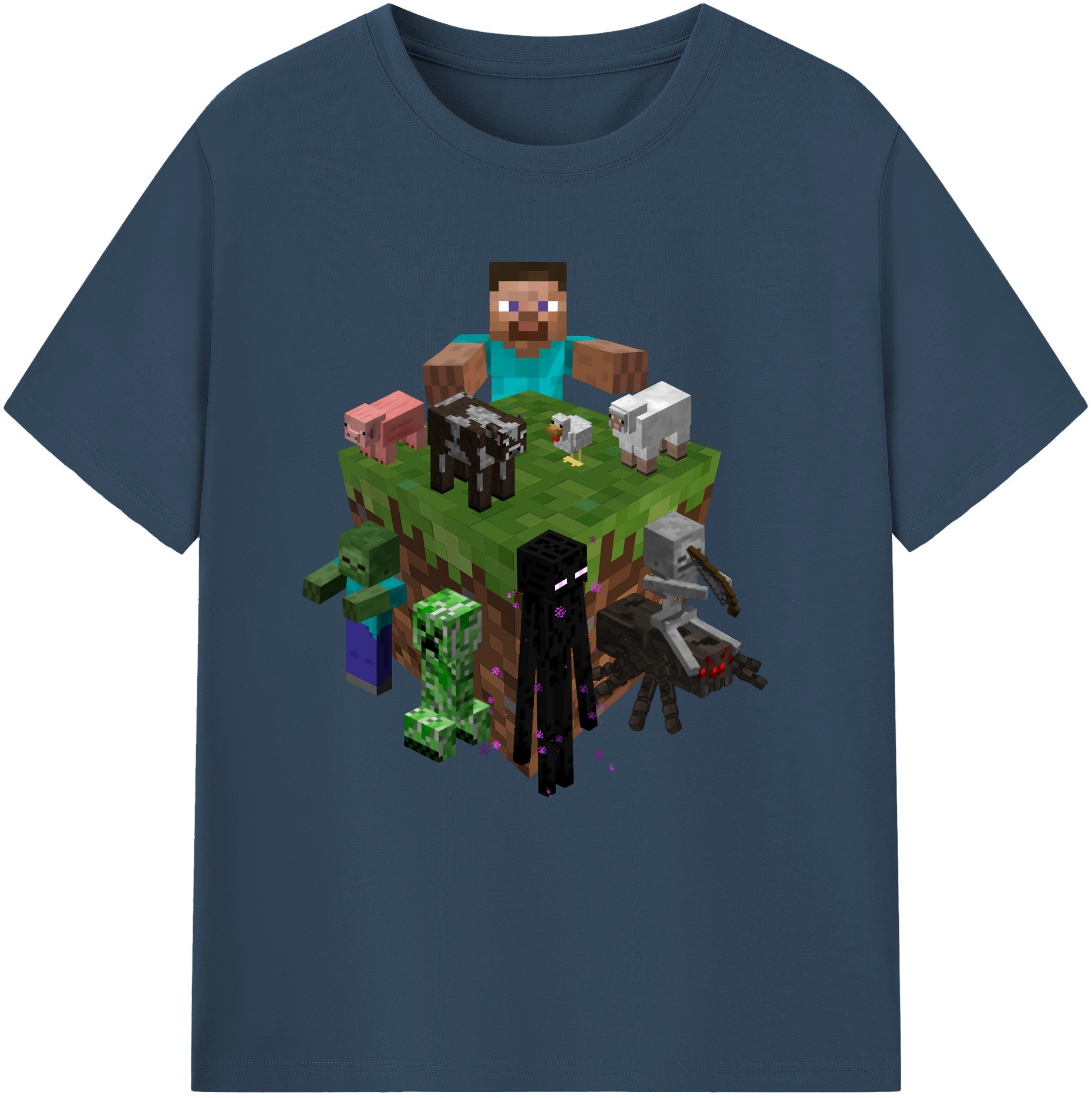 （画像用） マインクラフト ブロックの世界 Minecraft MC Block world レディースカジュアルプリントTシャツ（綿100％）