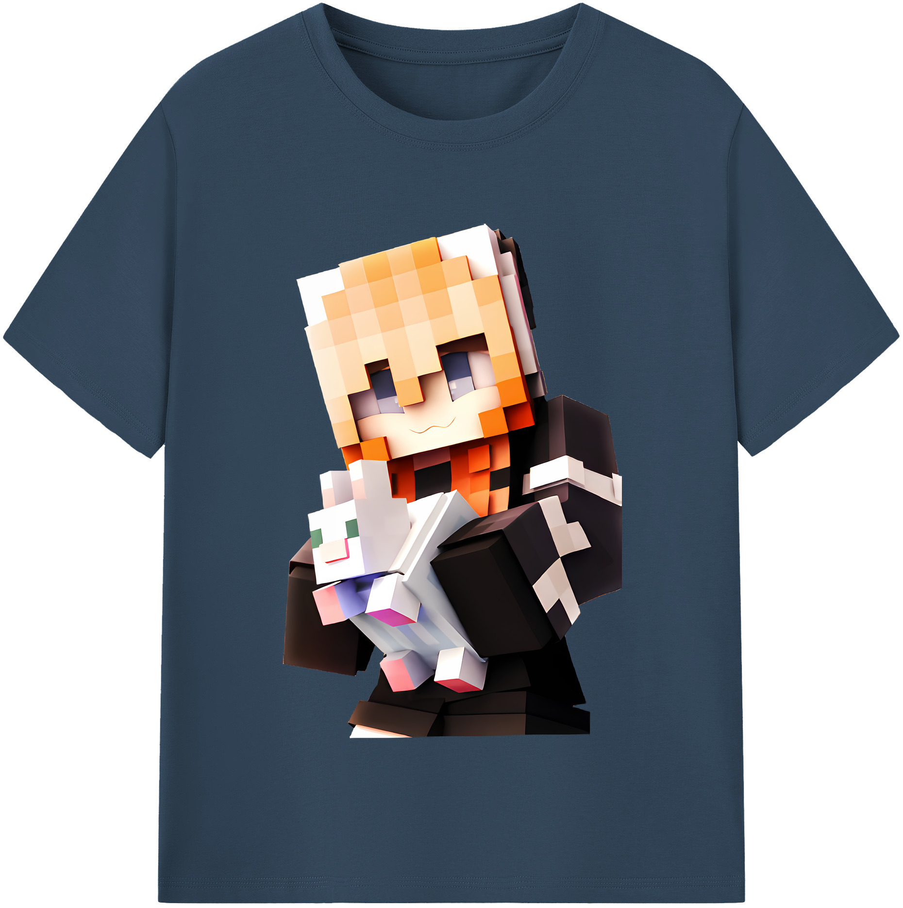 （画像用） マインクラフト ブロックの世界 Minecraft MC Block world レディースカジュアルプリントTシャツ（綿100％）