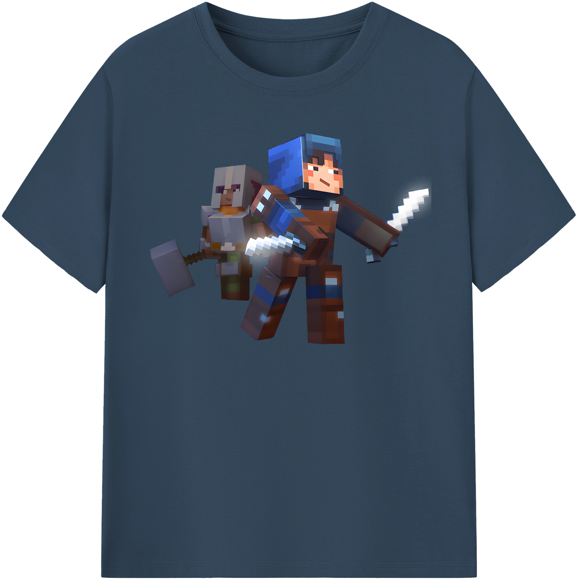 （画像用） マインクラフト ブロックの世界 Minecraft MC Block world レディースカジュアルプリントTシャツ（綿100％）