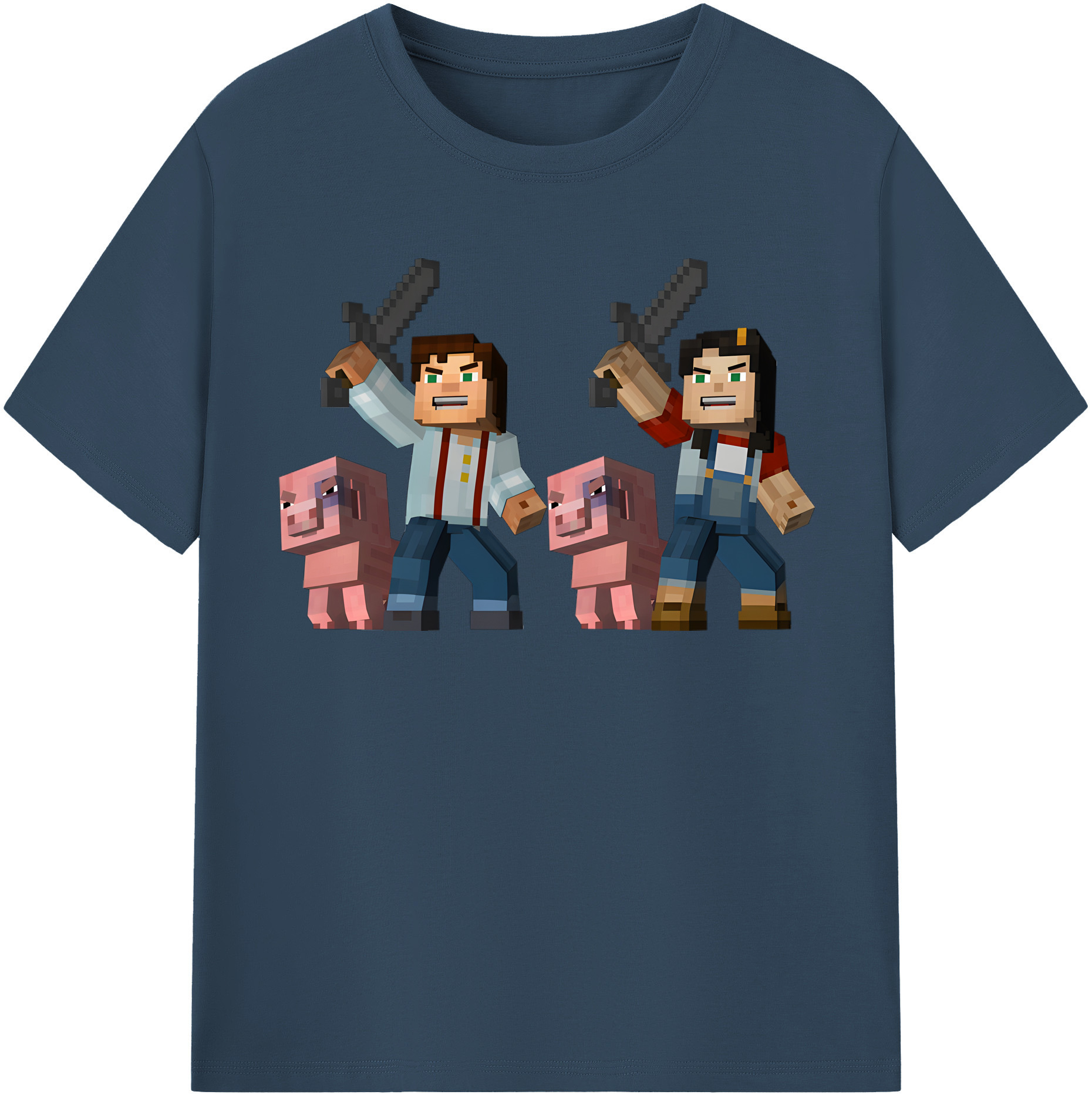 （画像用） マインクラフト ブロックの世界 Minecraft MC Block world レディースカジュアルプリントTシャツ（綿100％）