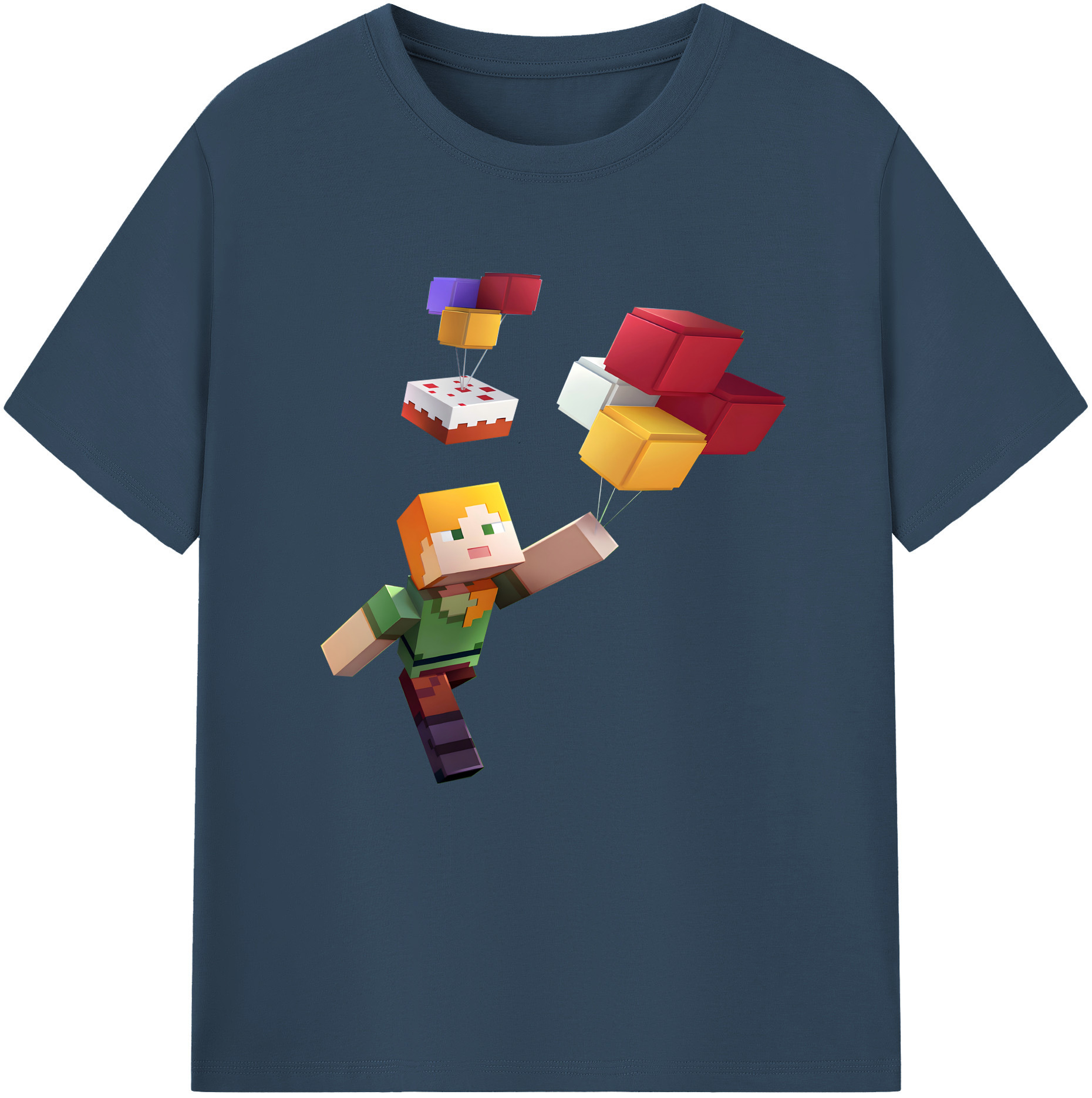 （画像用） マインクラフト ブロックの世界 Minecraft MC Block world レディースカジュアルプリントTシャツ（綿100％）